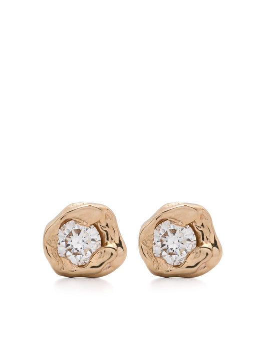 14K yellow gold small Alfa diamond stud earrings