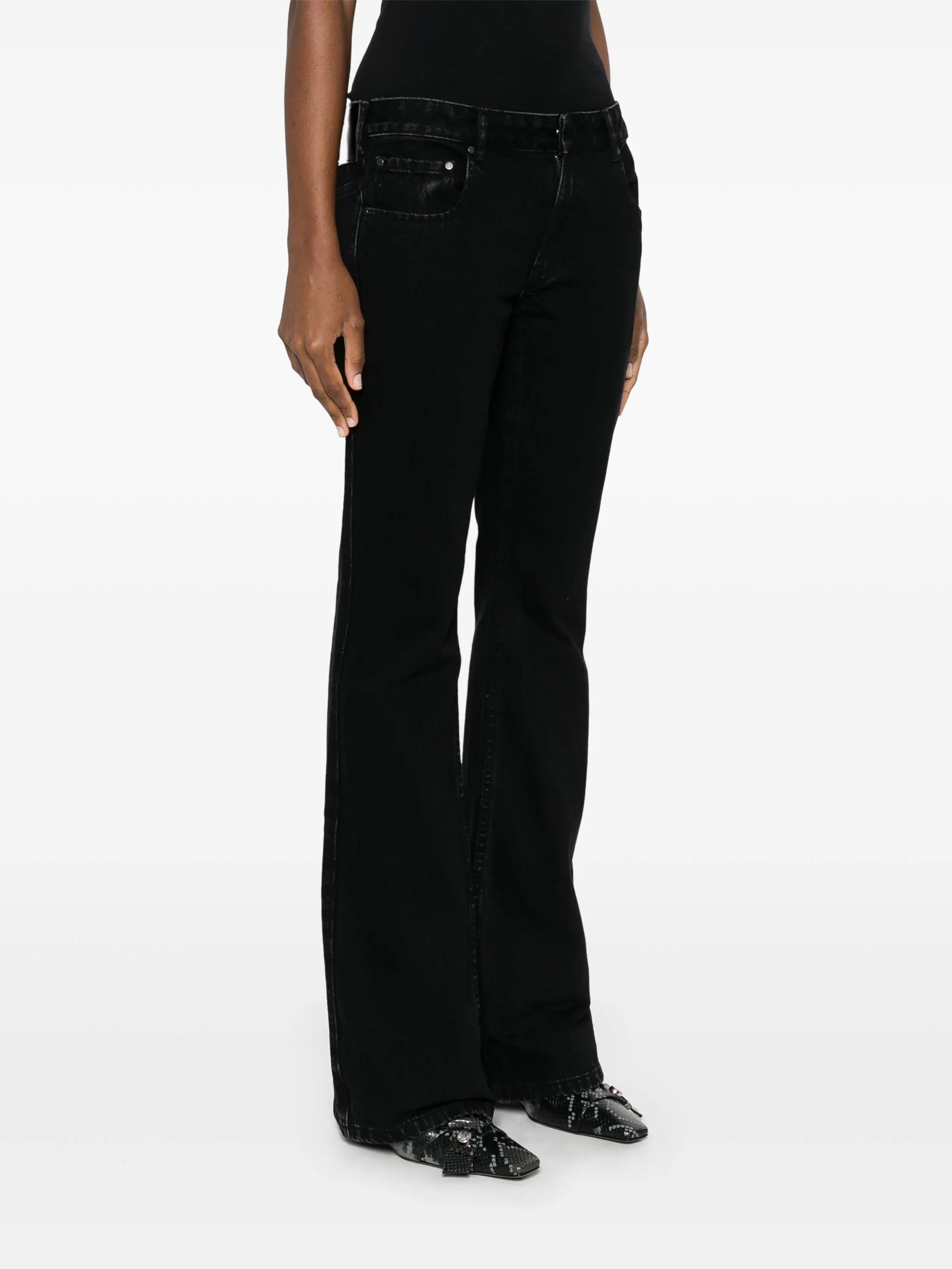 mid-rise flared jeans