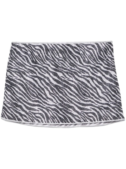zebra-print lurex mini skirt