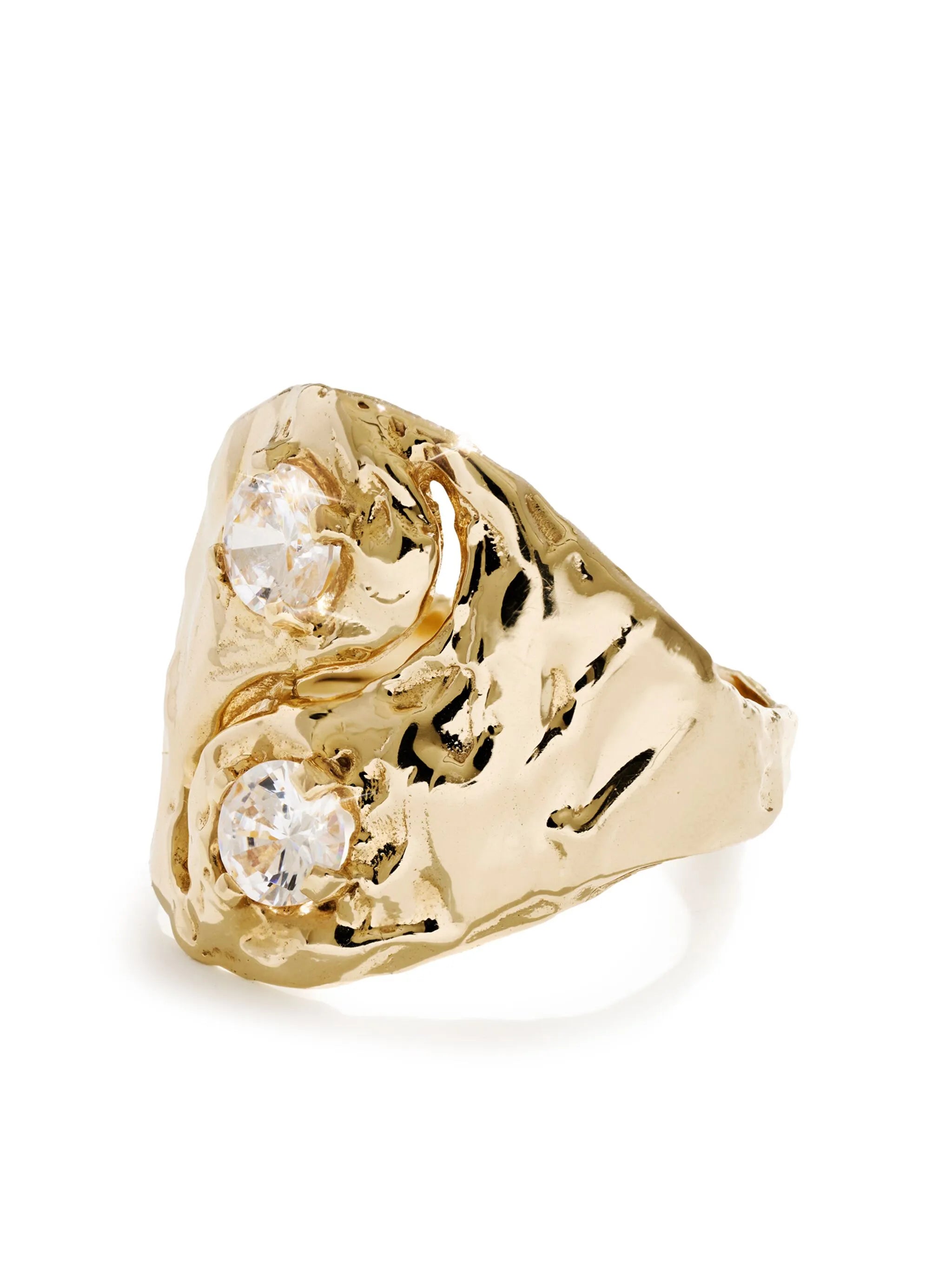 14K yellow gold Yin Yang diamond signet ring