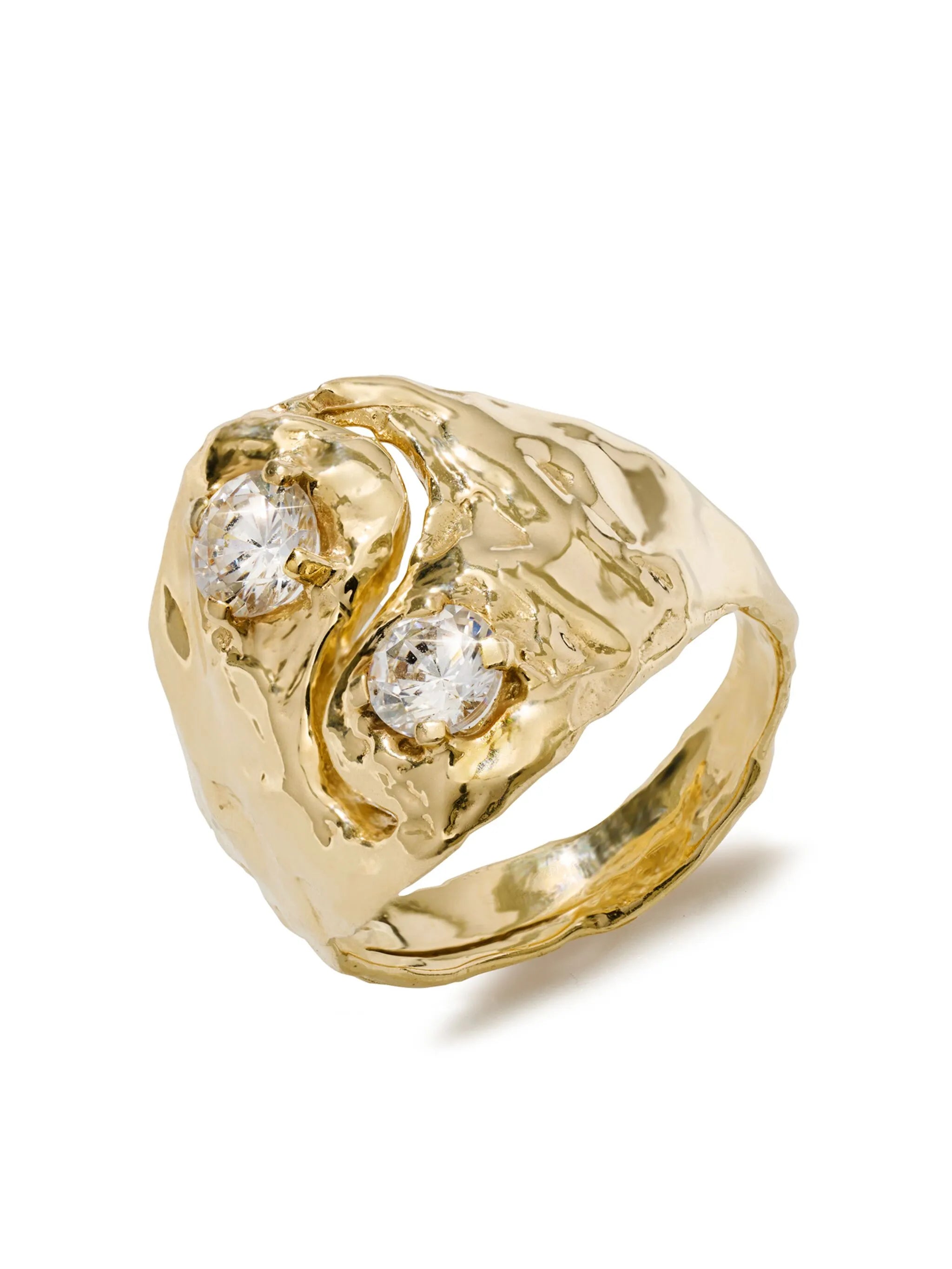 14K yellow gold Yin Yang diamond signet ring