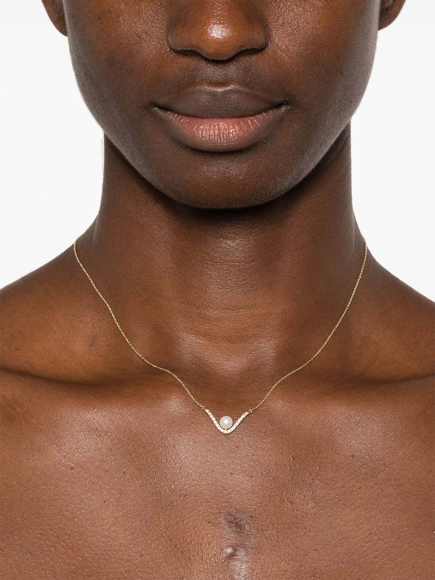 14K gold SBN313 pearl diamond necklace