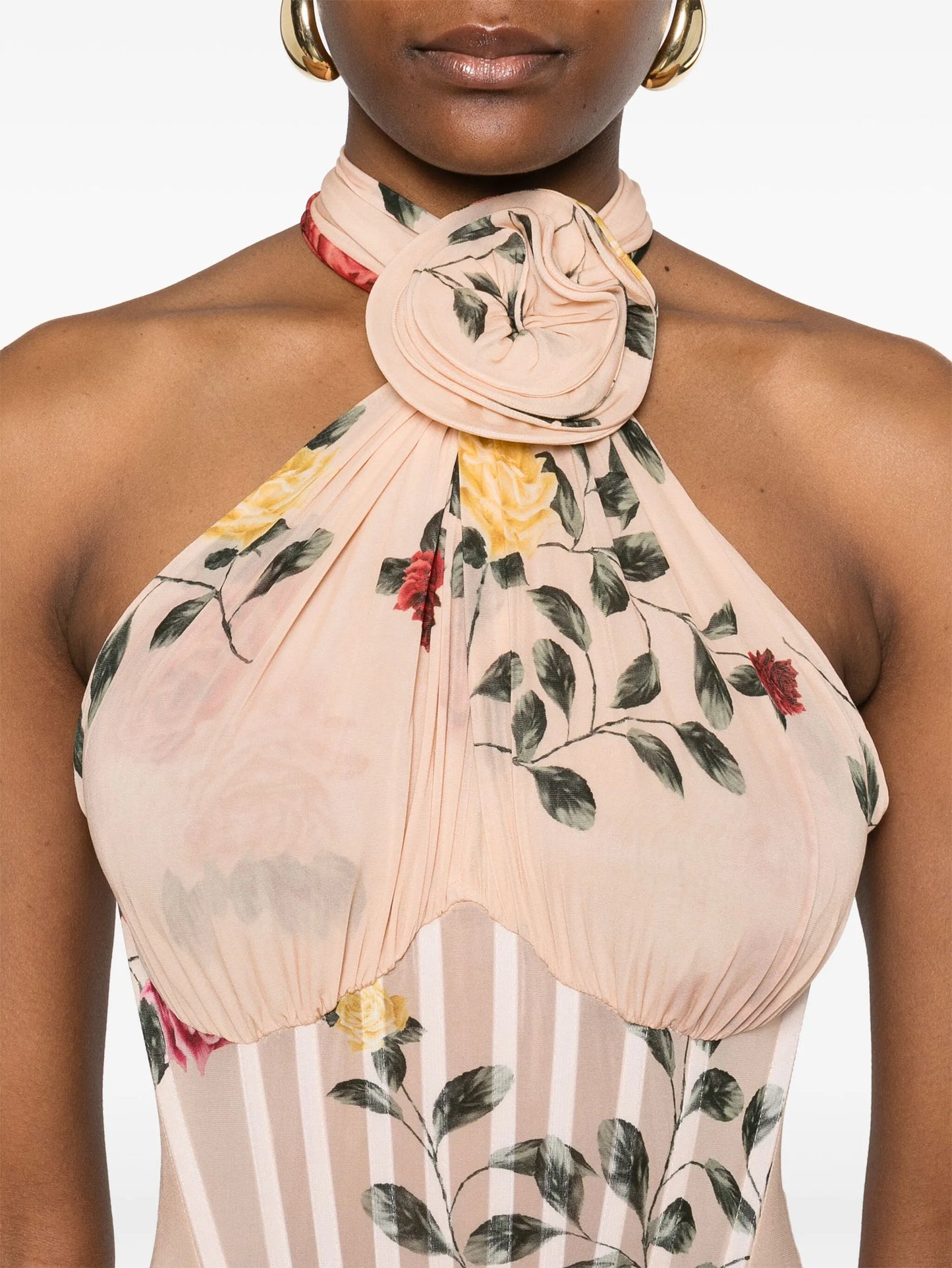 rose-print midi dress