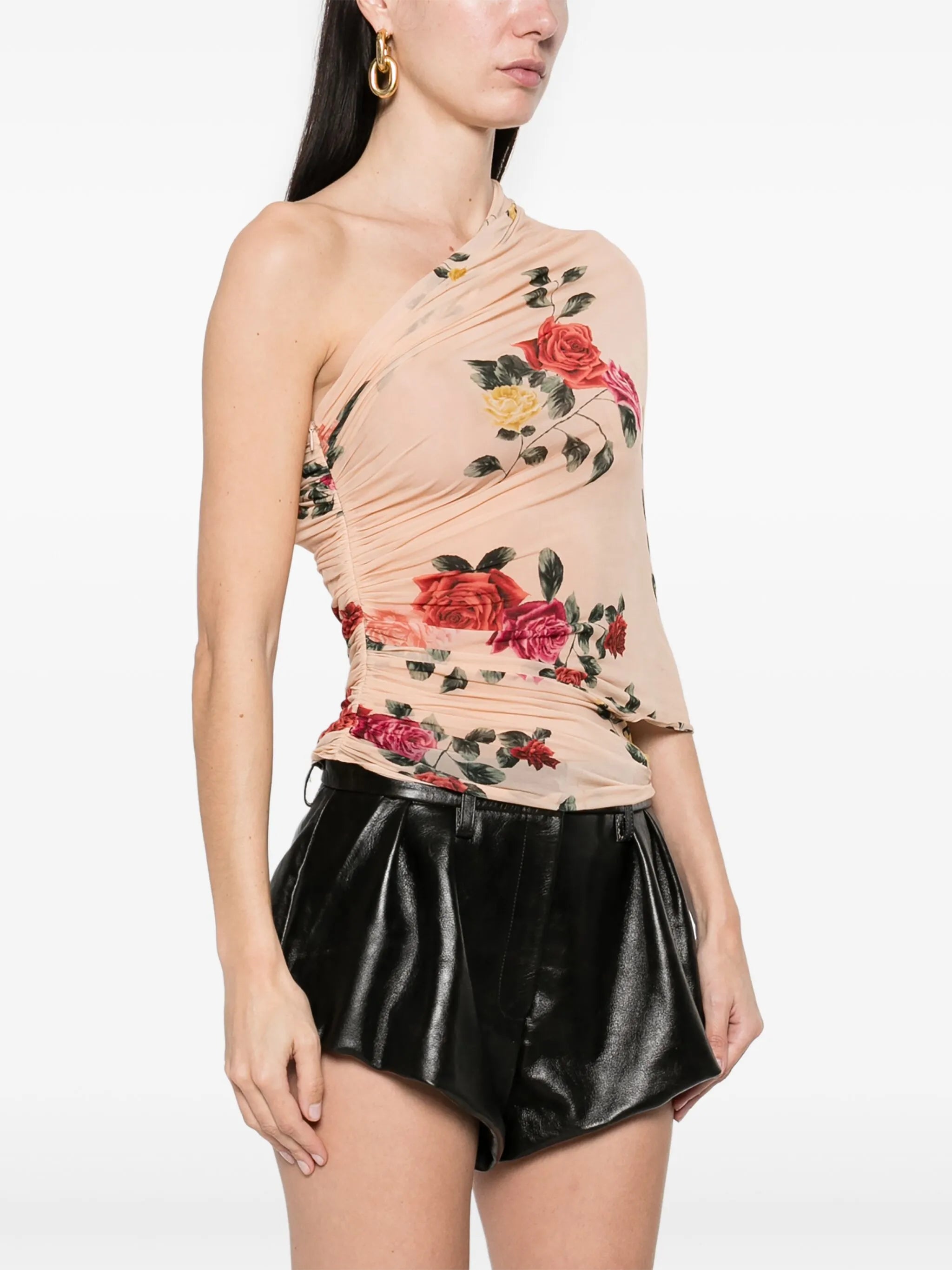 one-shoulder wrap blouse