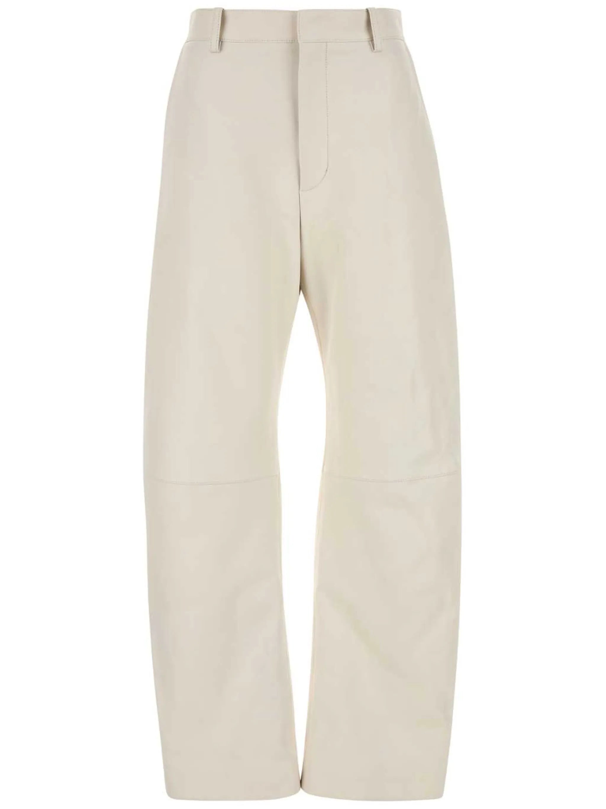 leather rounded-leg trousers