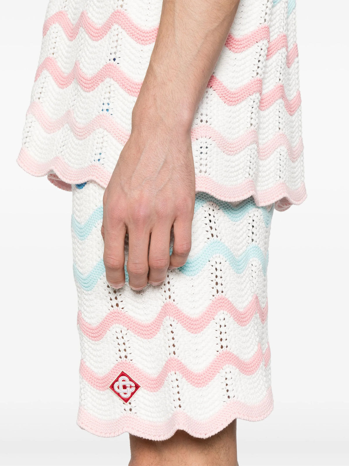 Gradient Memphis wave crochet shorts