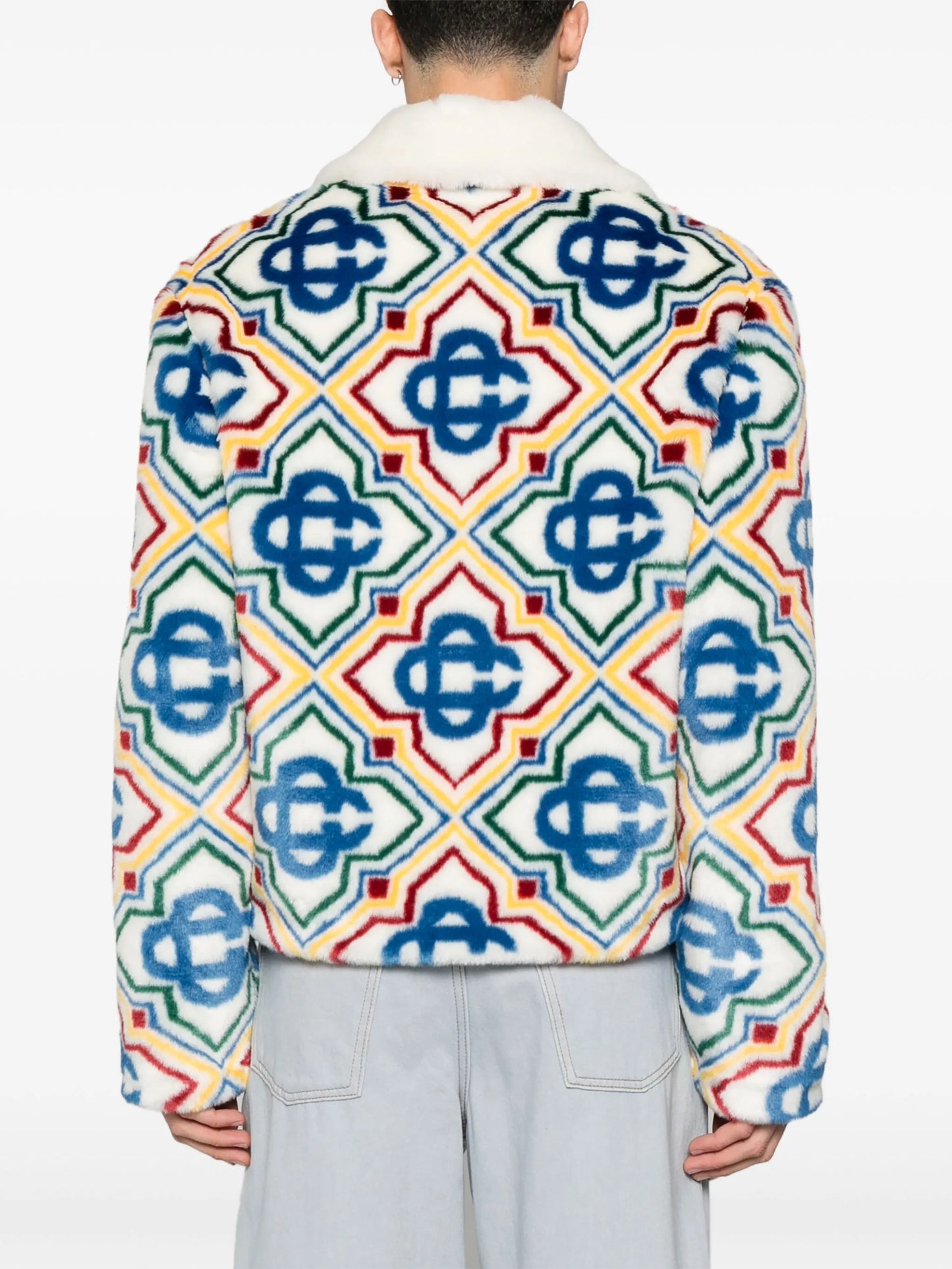 collared faux-fur jacket