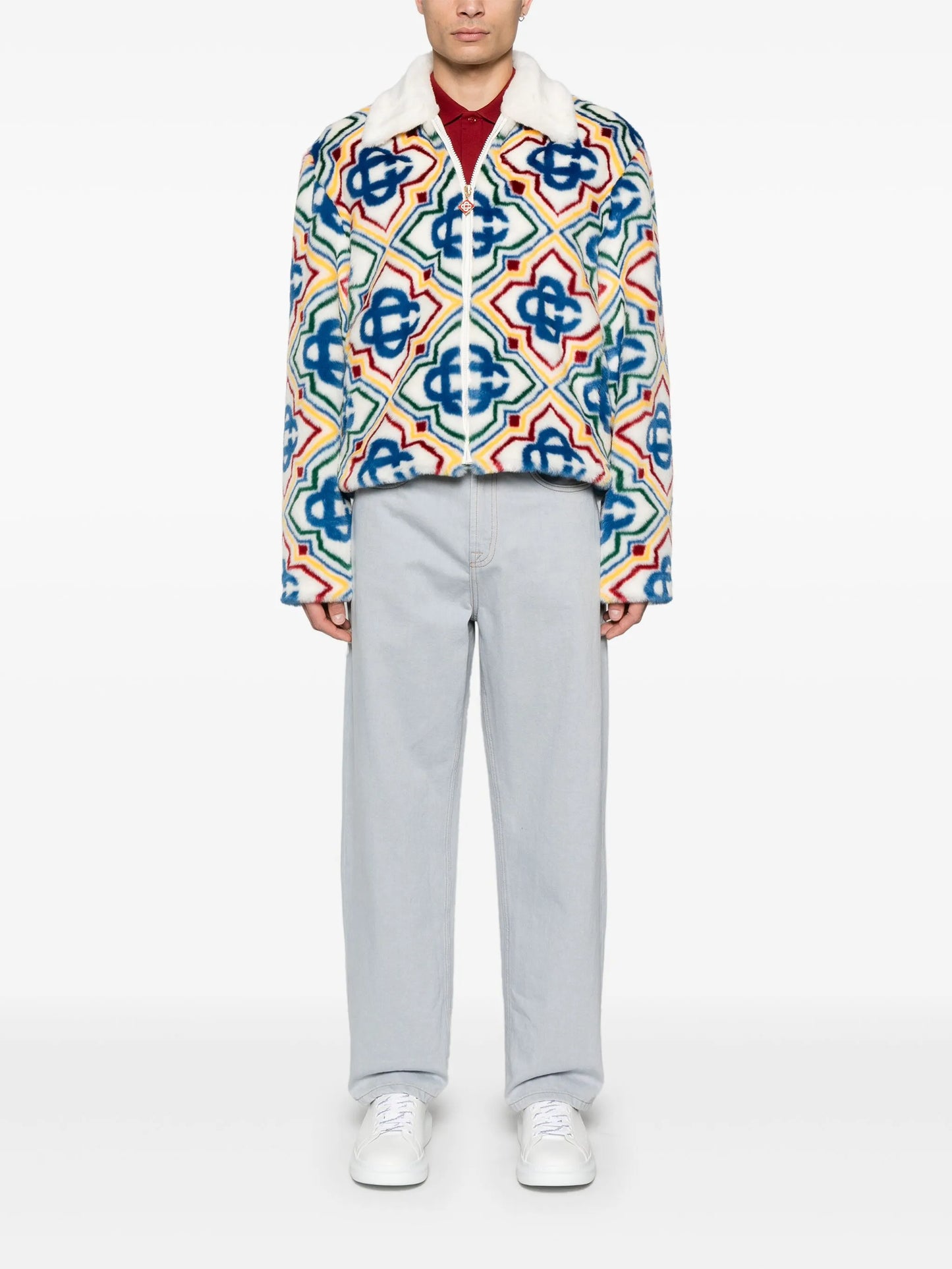 collared faux-fur jacket