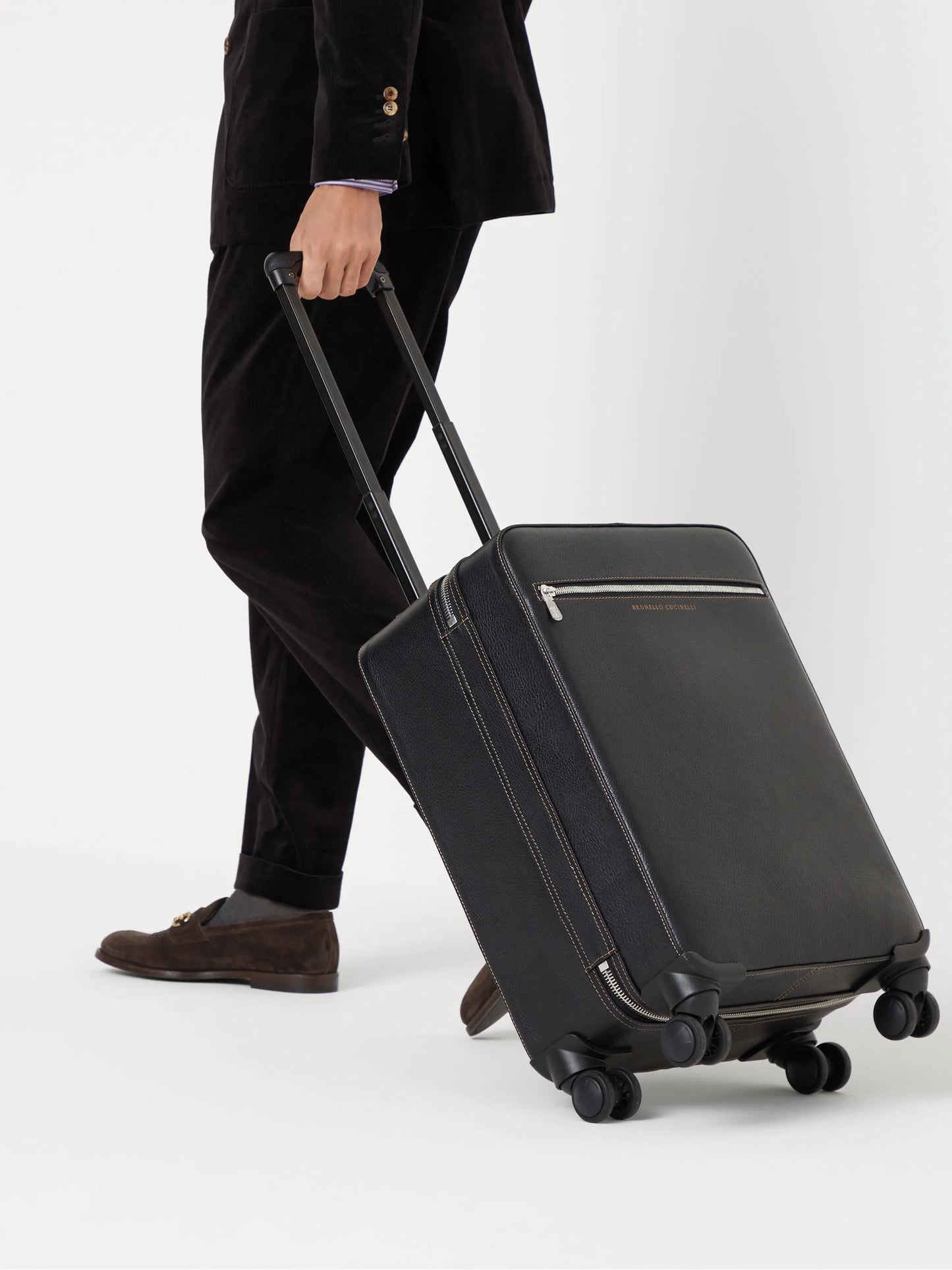 grained leather suitcase