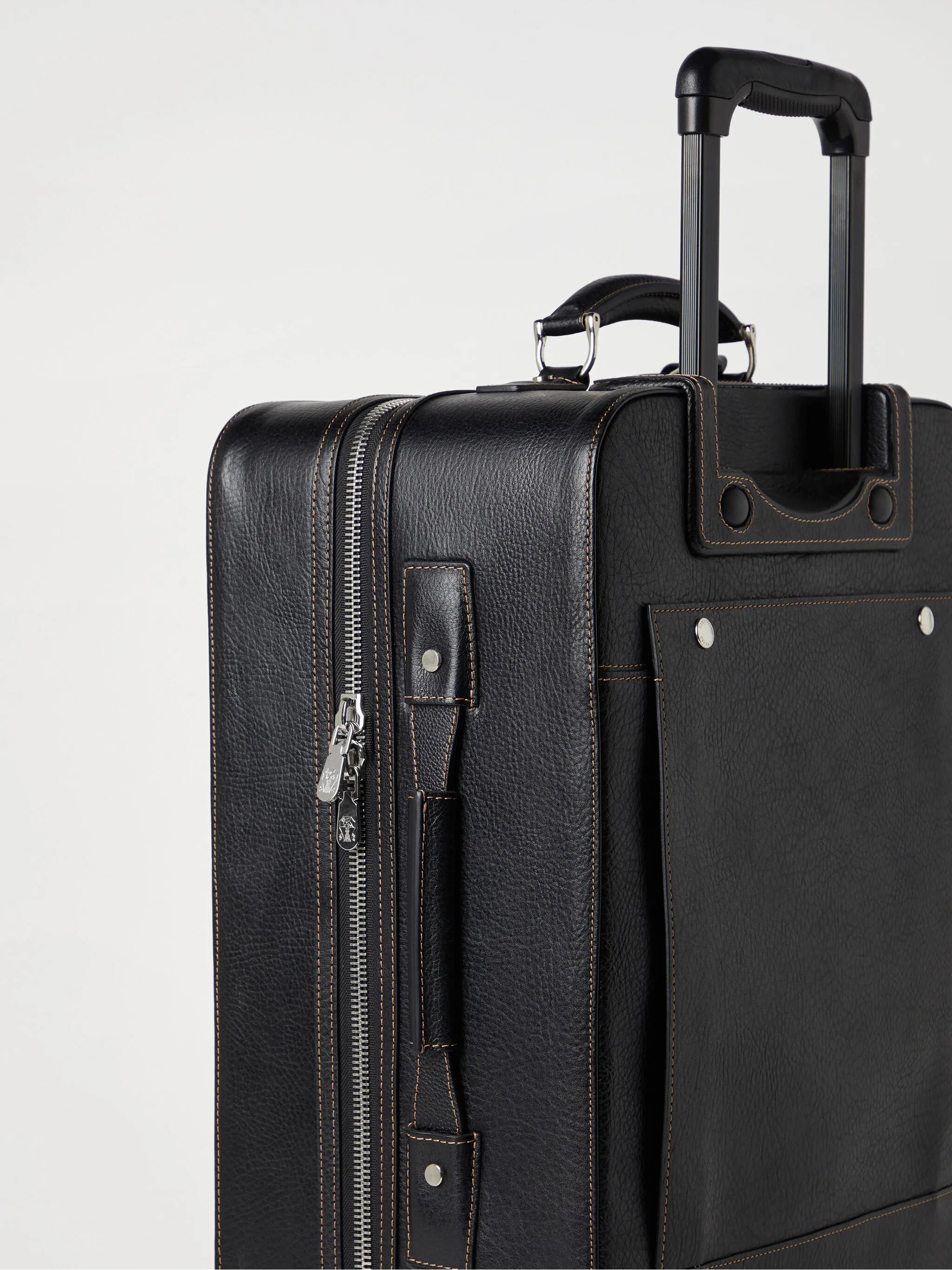 grained leather suitcase