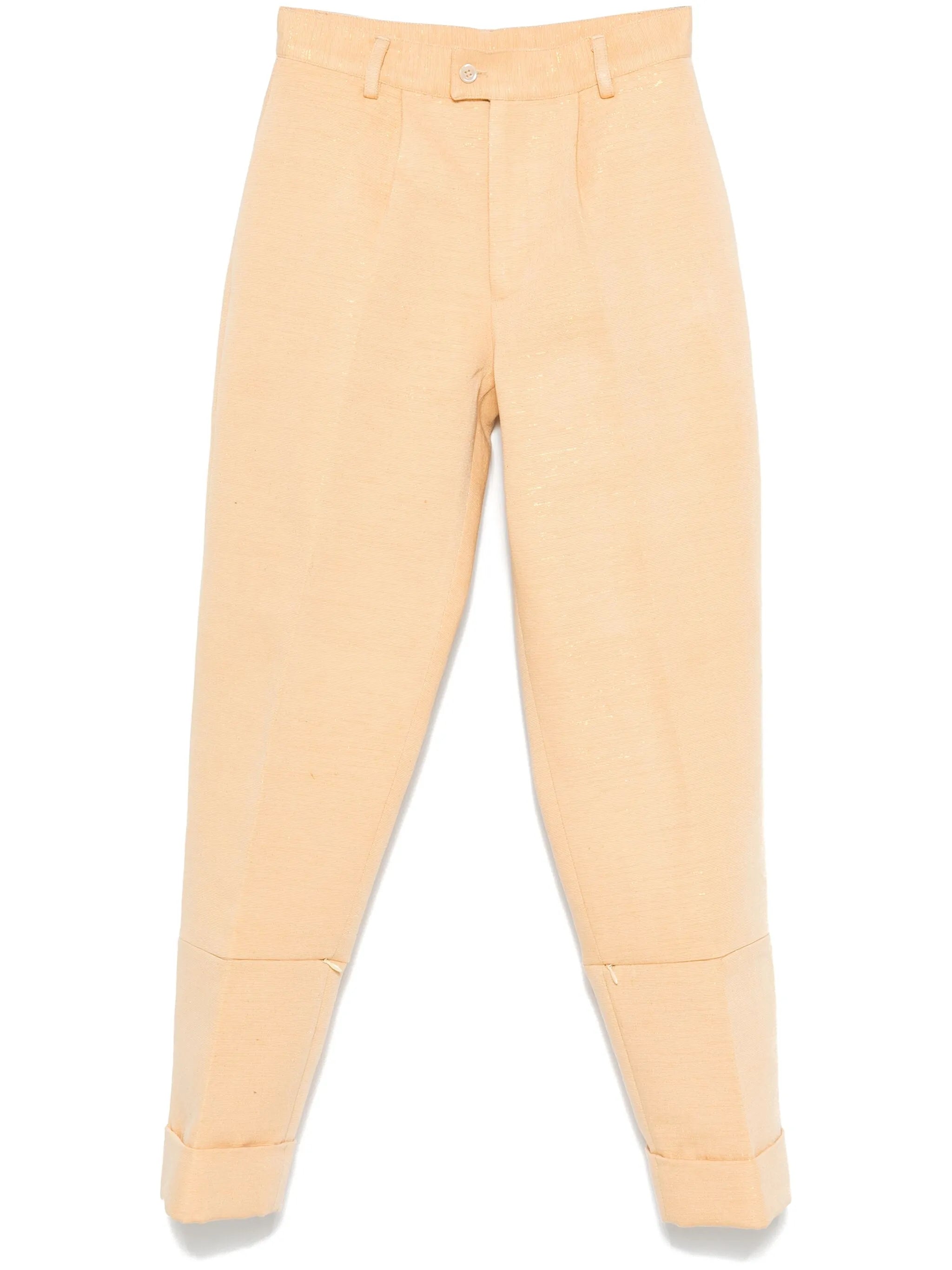metallic-threading trousers