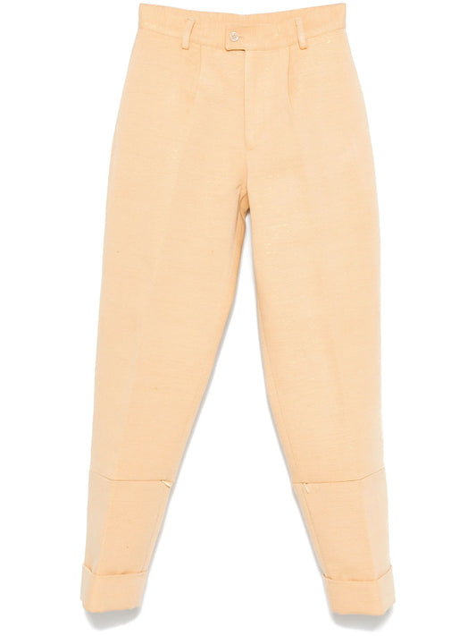 metallic-threading trousers