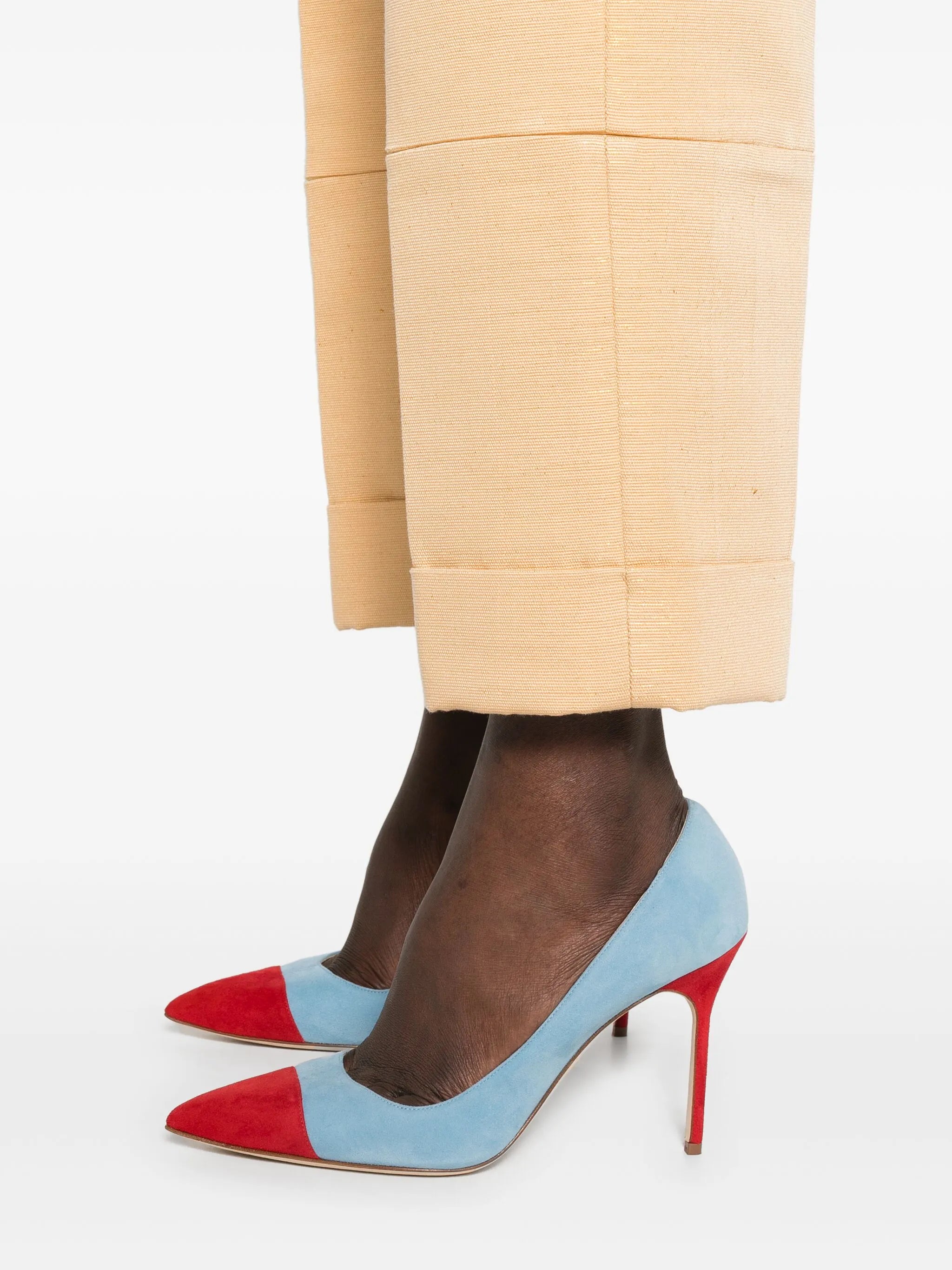 metallic-threading trousers