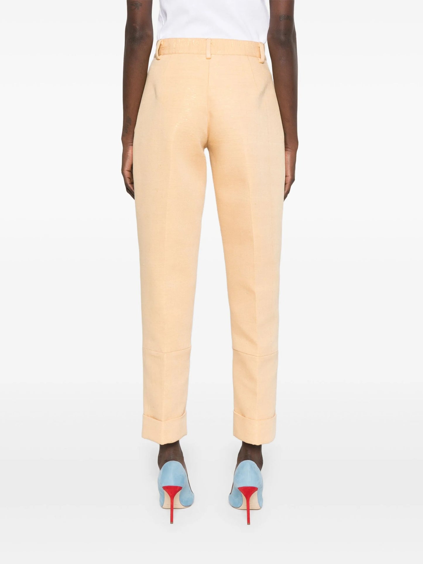 metallic-threading trousers