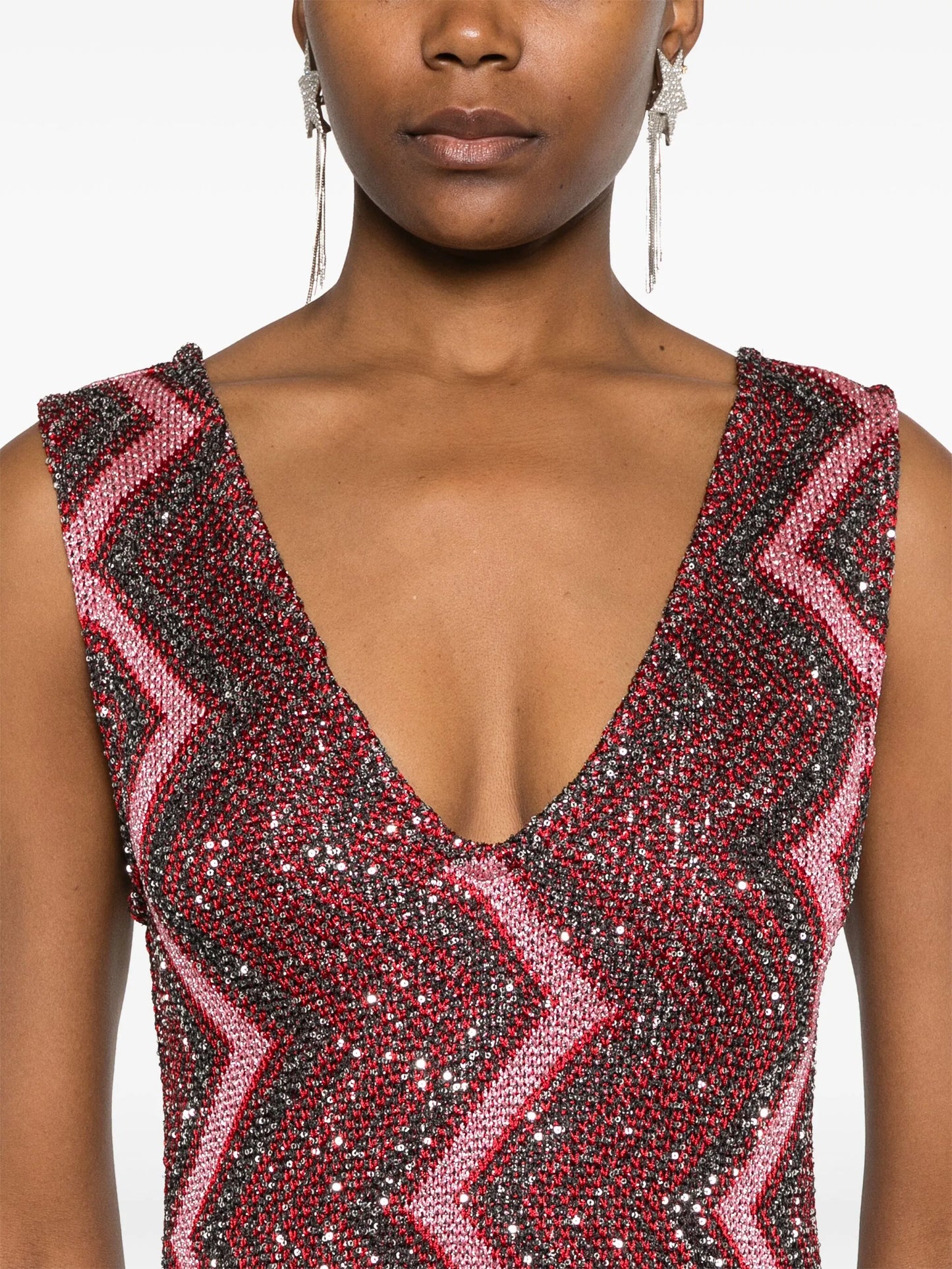 embellished zigzag maxi dress