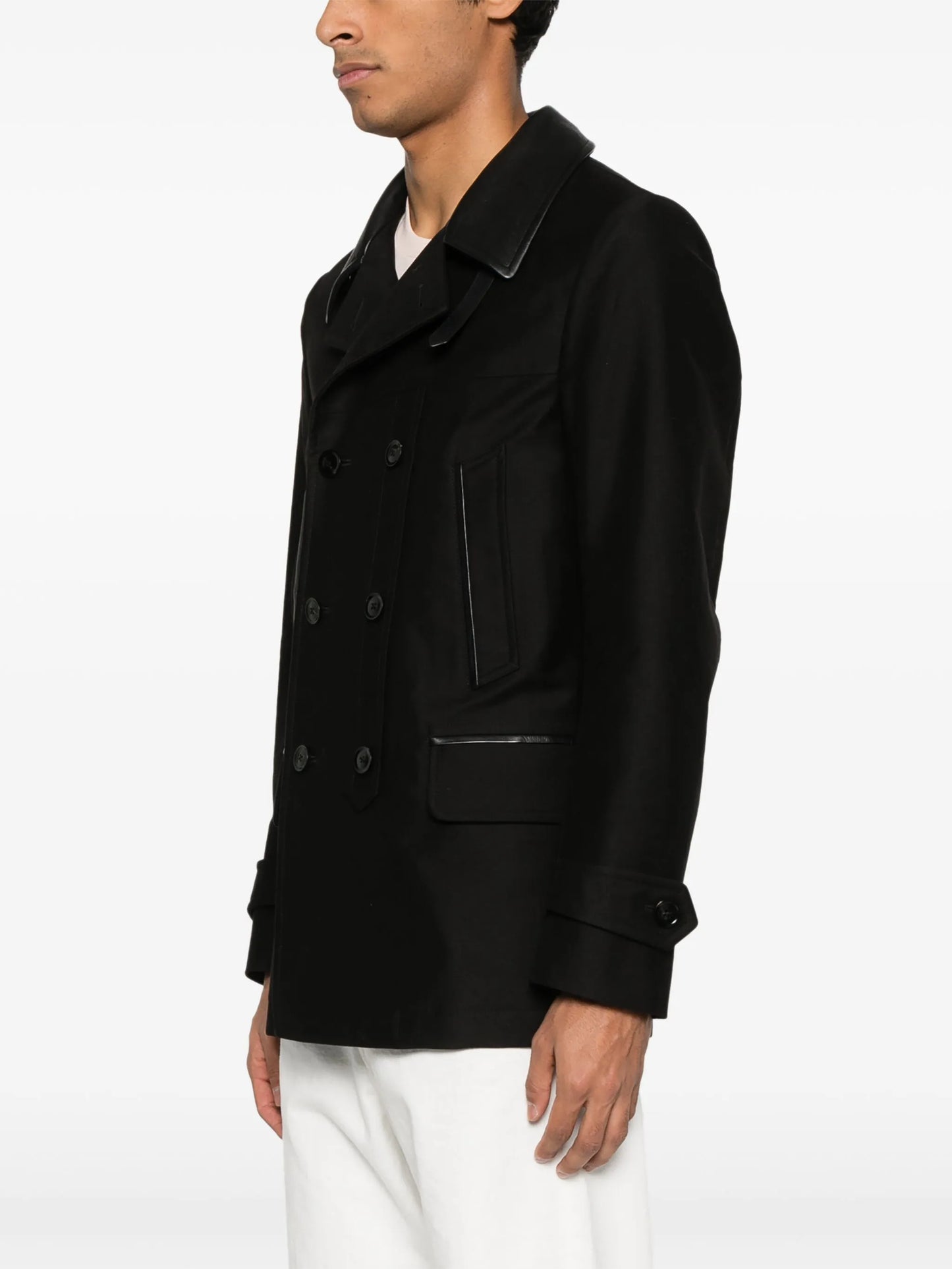 contrasting-collar peacoat