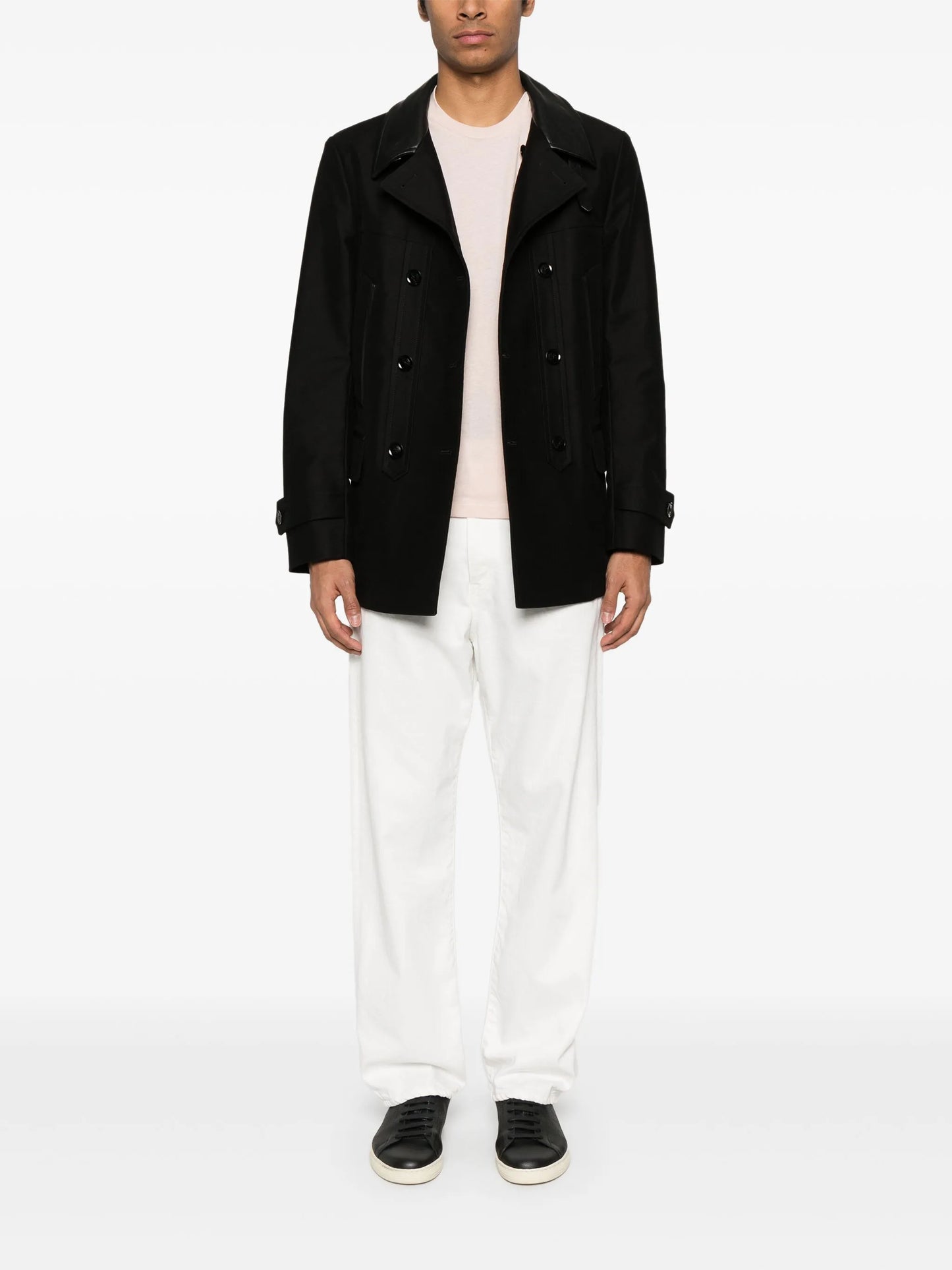 contrasting-collar peacoat