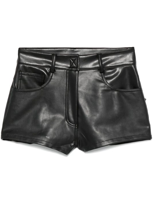 faux-leather mini shorts