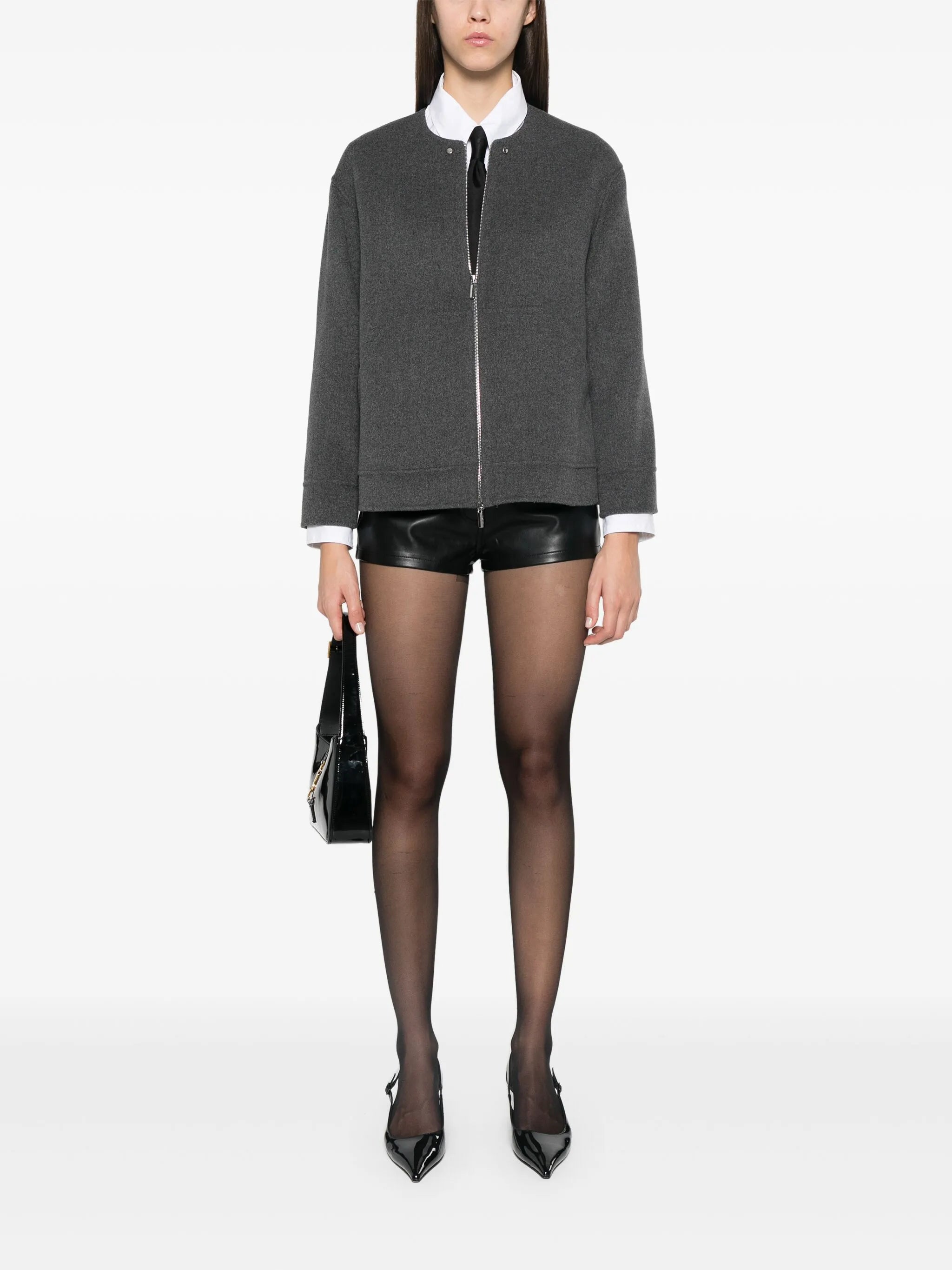faux-leather mini shorts