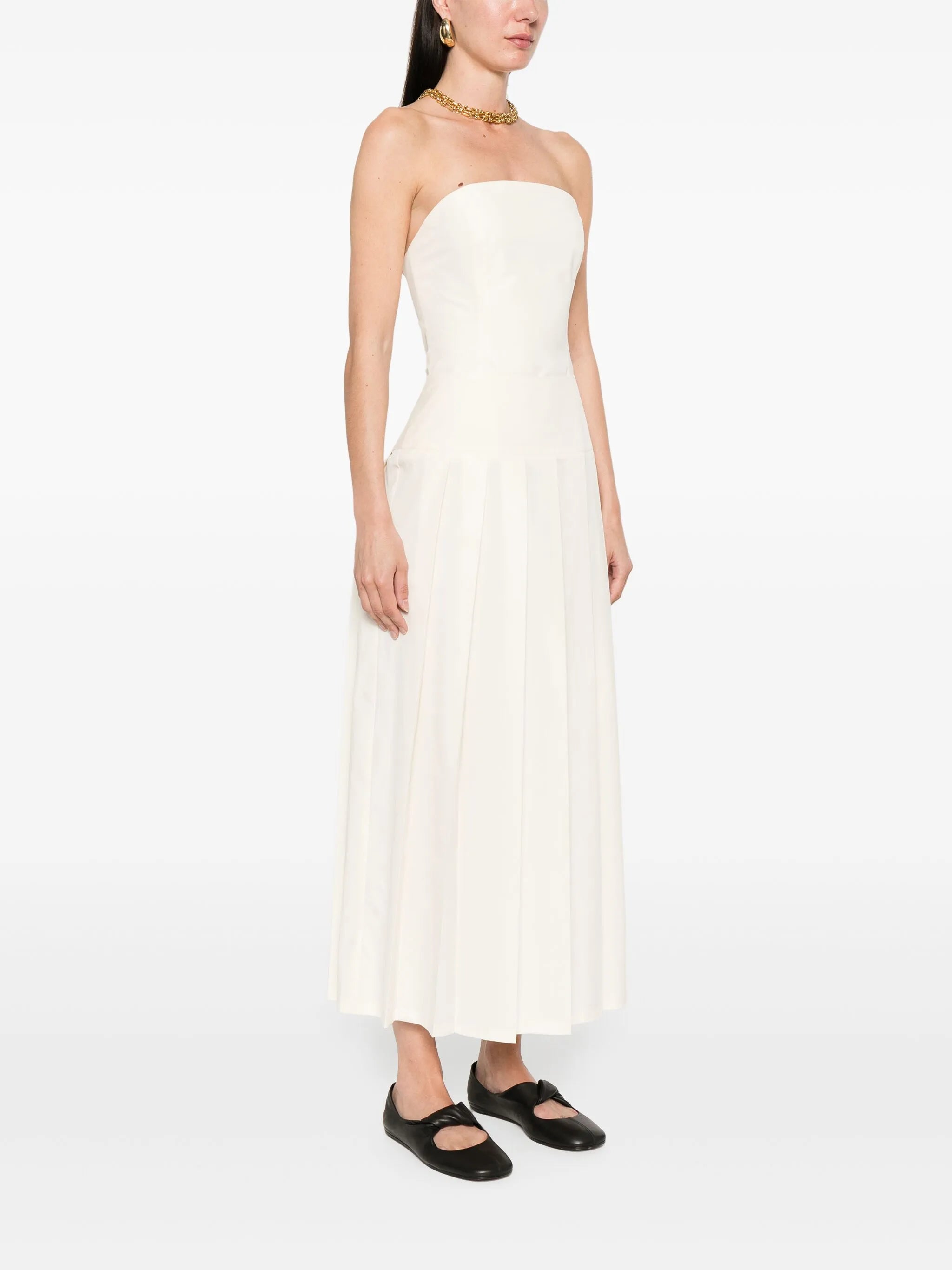 pleated midi skirt