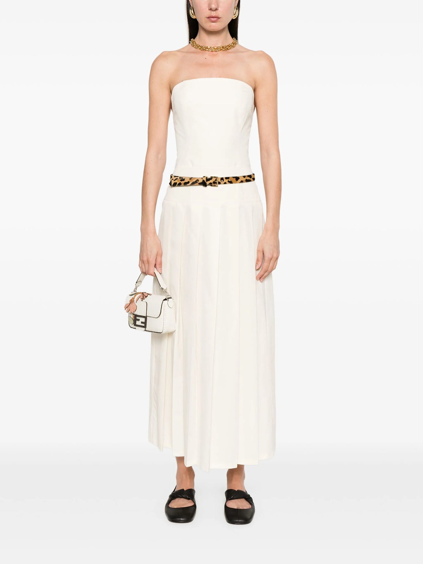pleated midi skirt