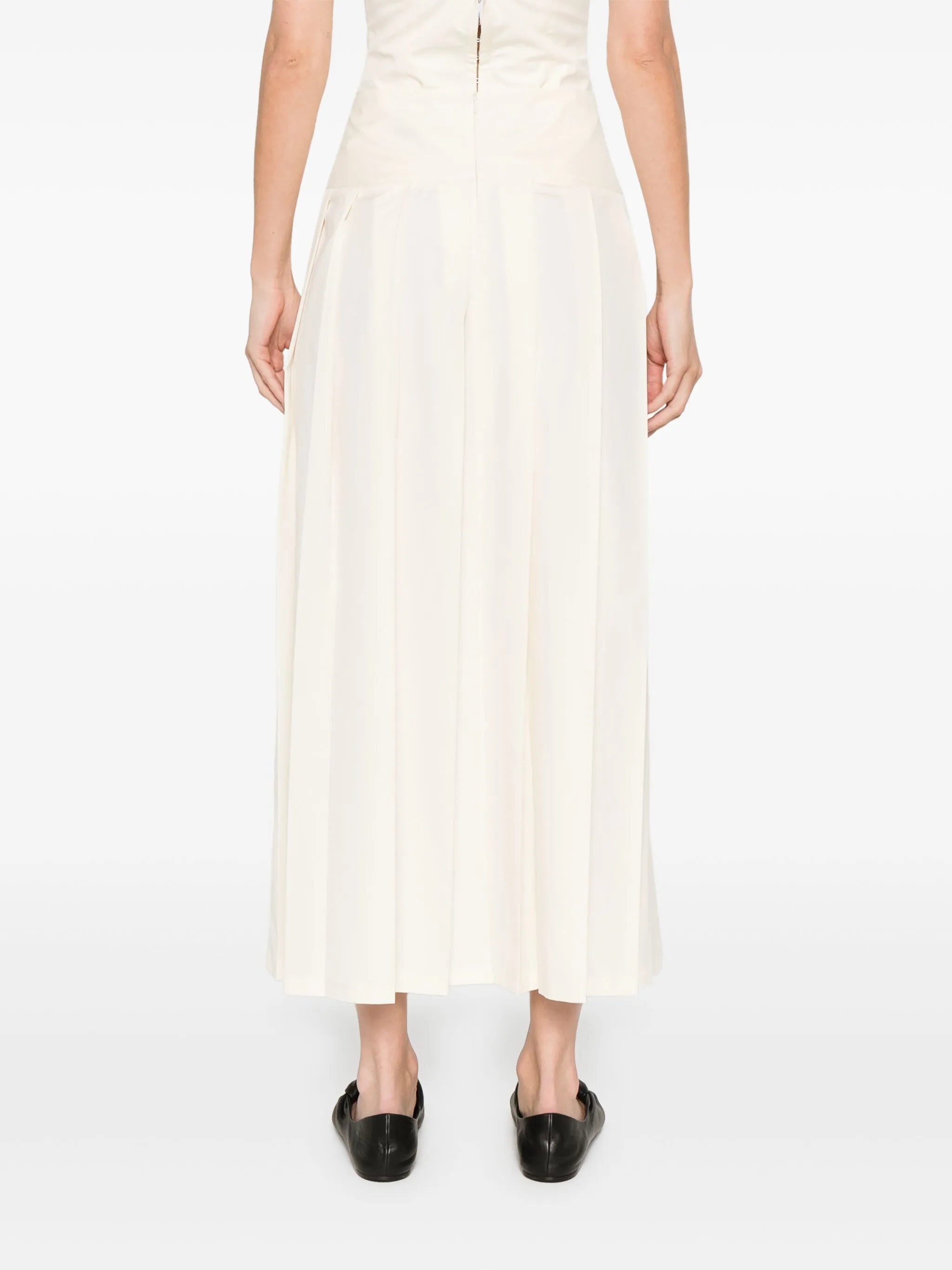 pleated midi skirt