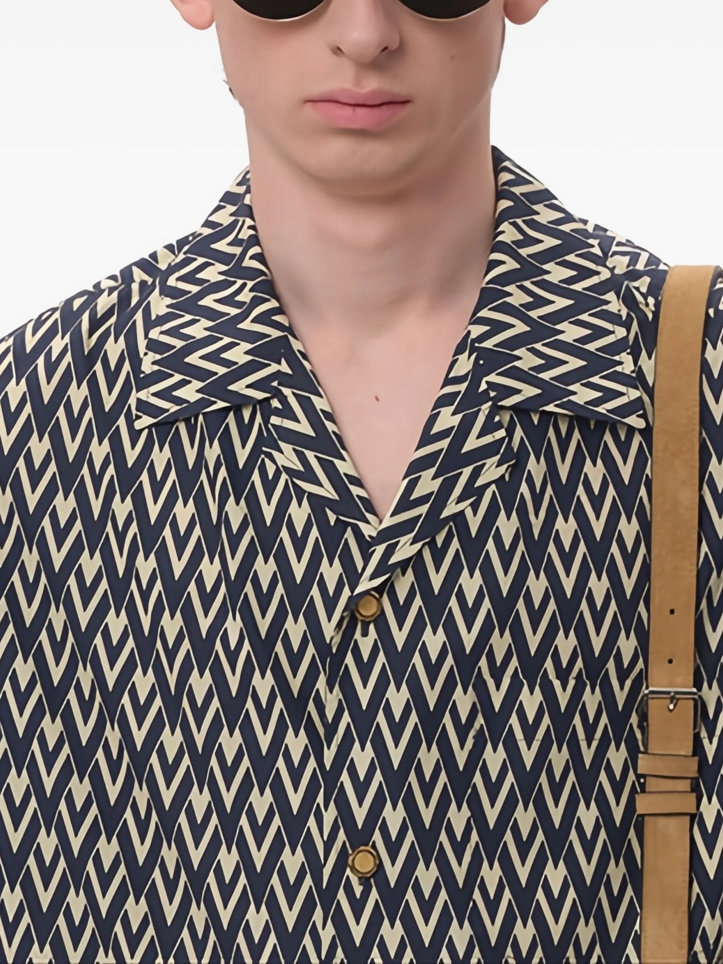printed button-up bowling shirt