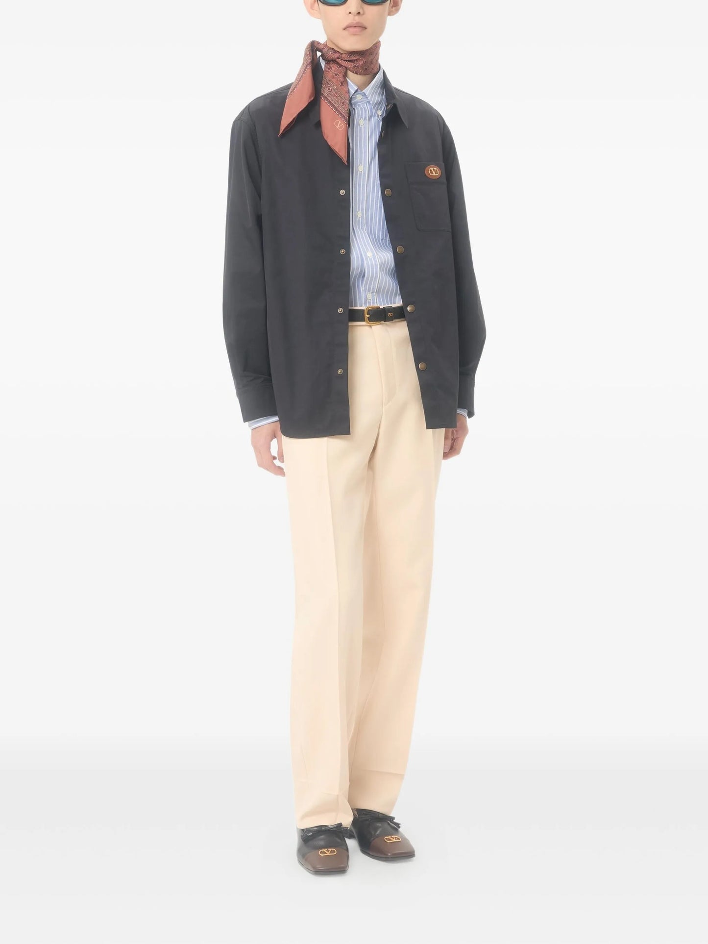 VLogo-detail shirt jacket