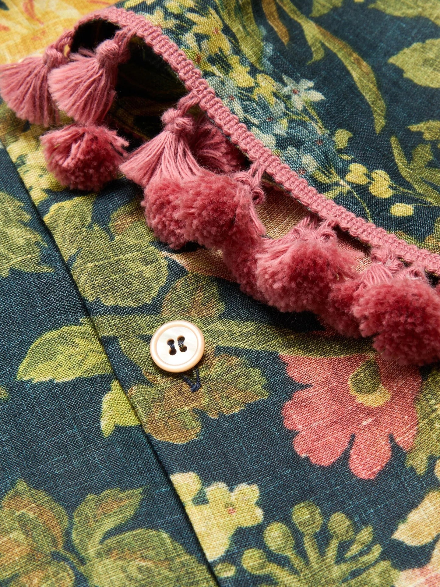 Apres L'Hiver-print linen bowling shirt