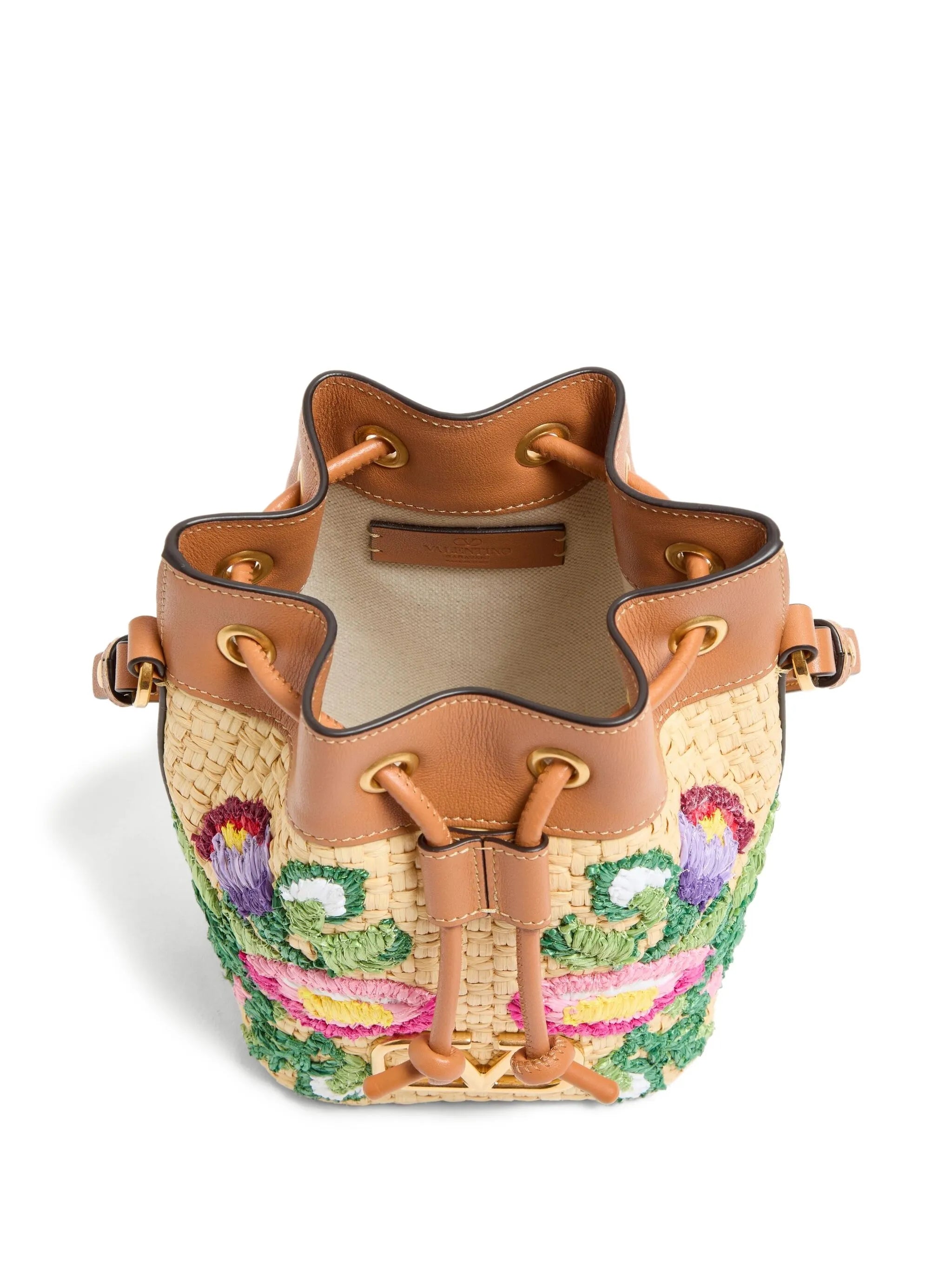 mini VLogo Signature embroidered bucket bag