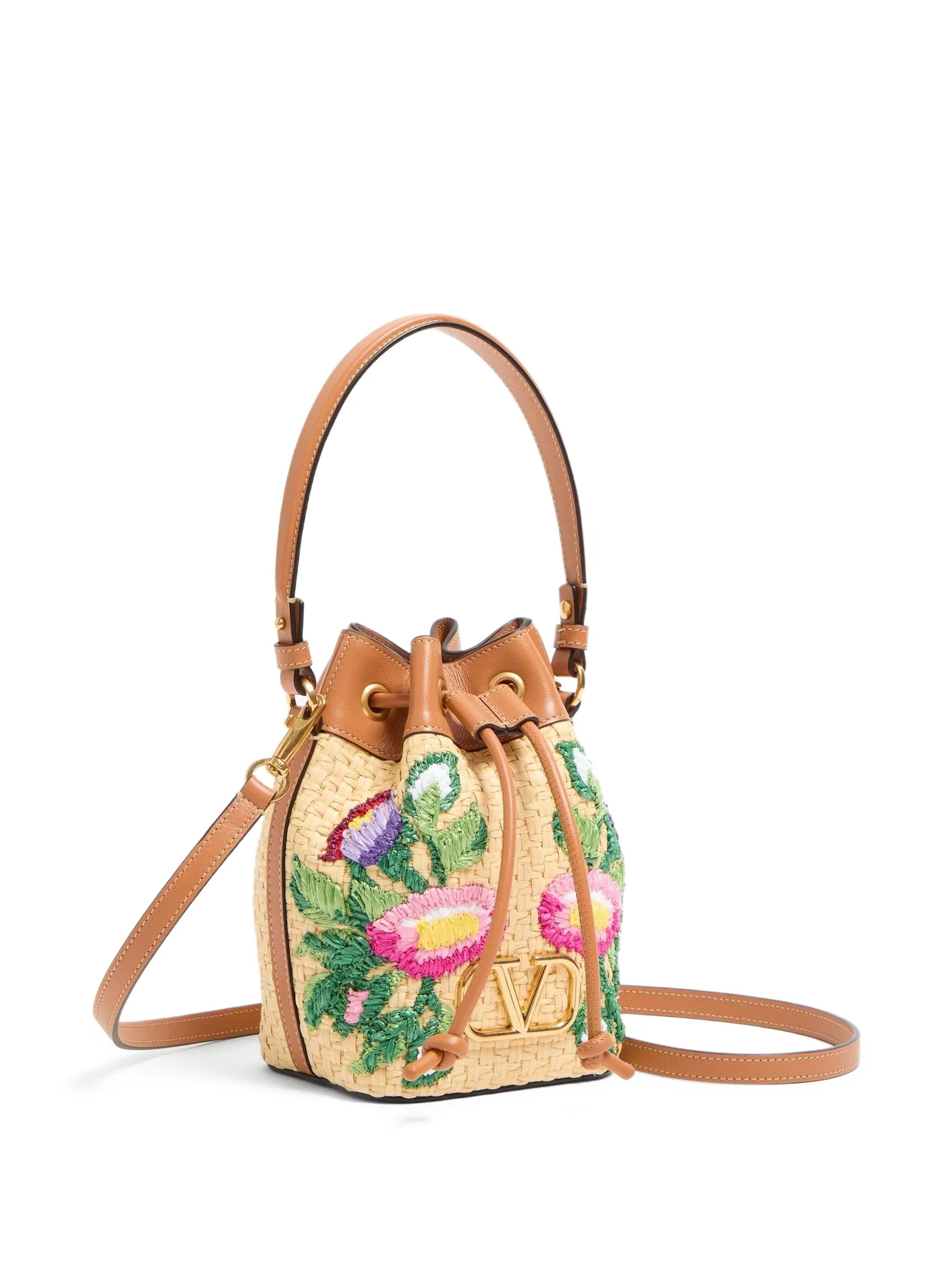mini VLogo Signature embroidered bucket bag