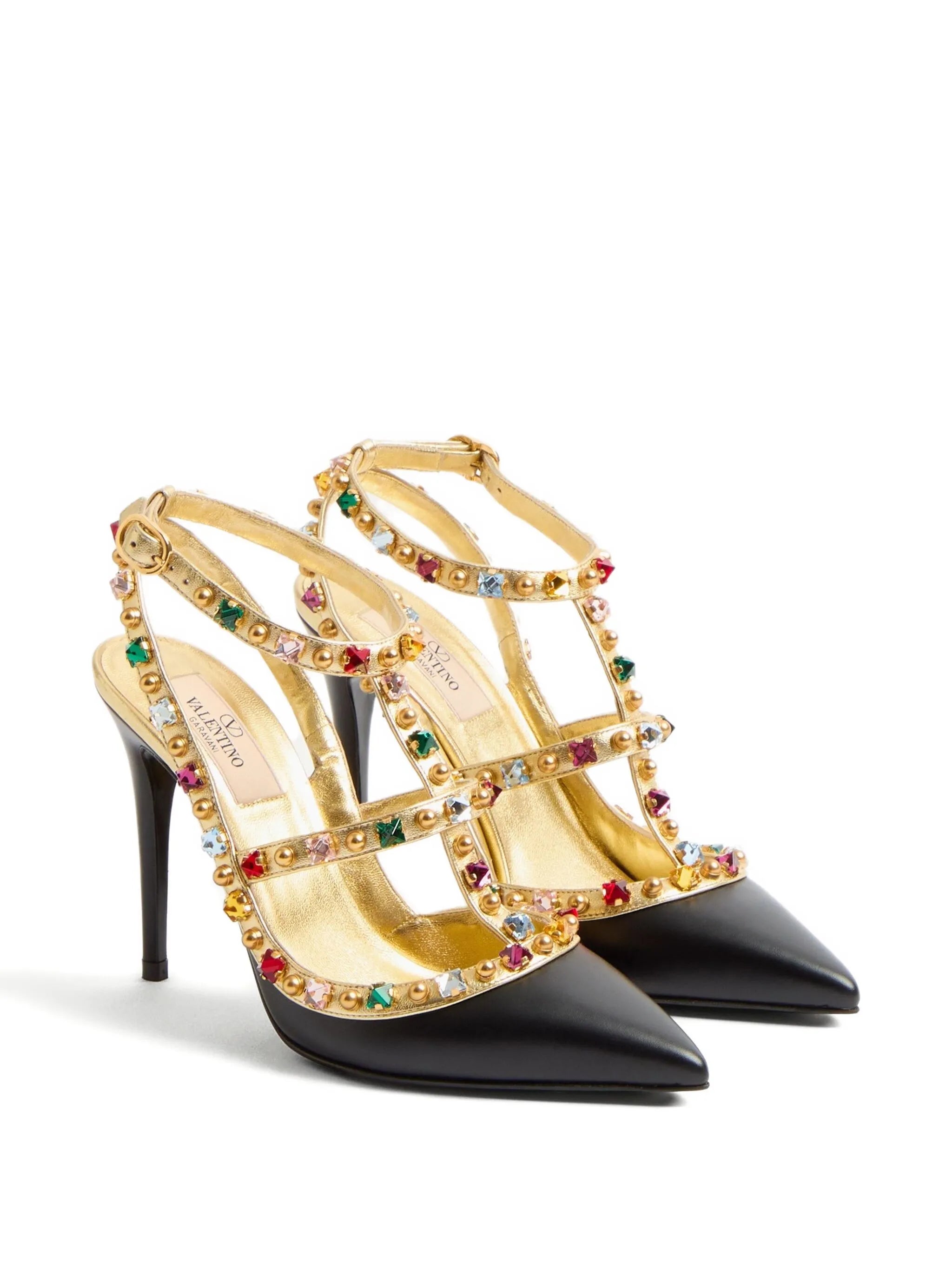 100mm Rockstud embellished pumps