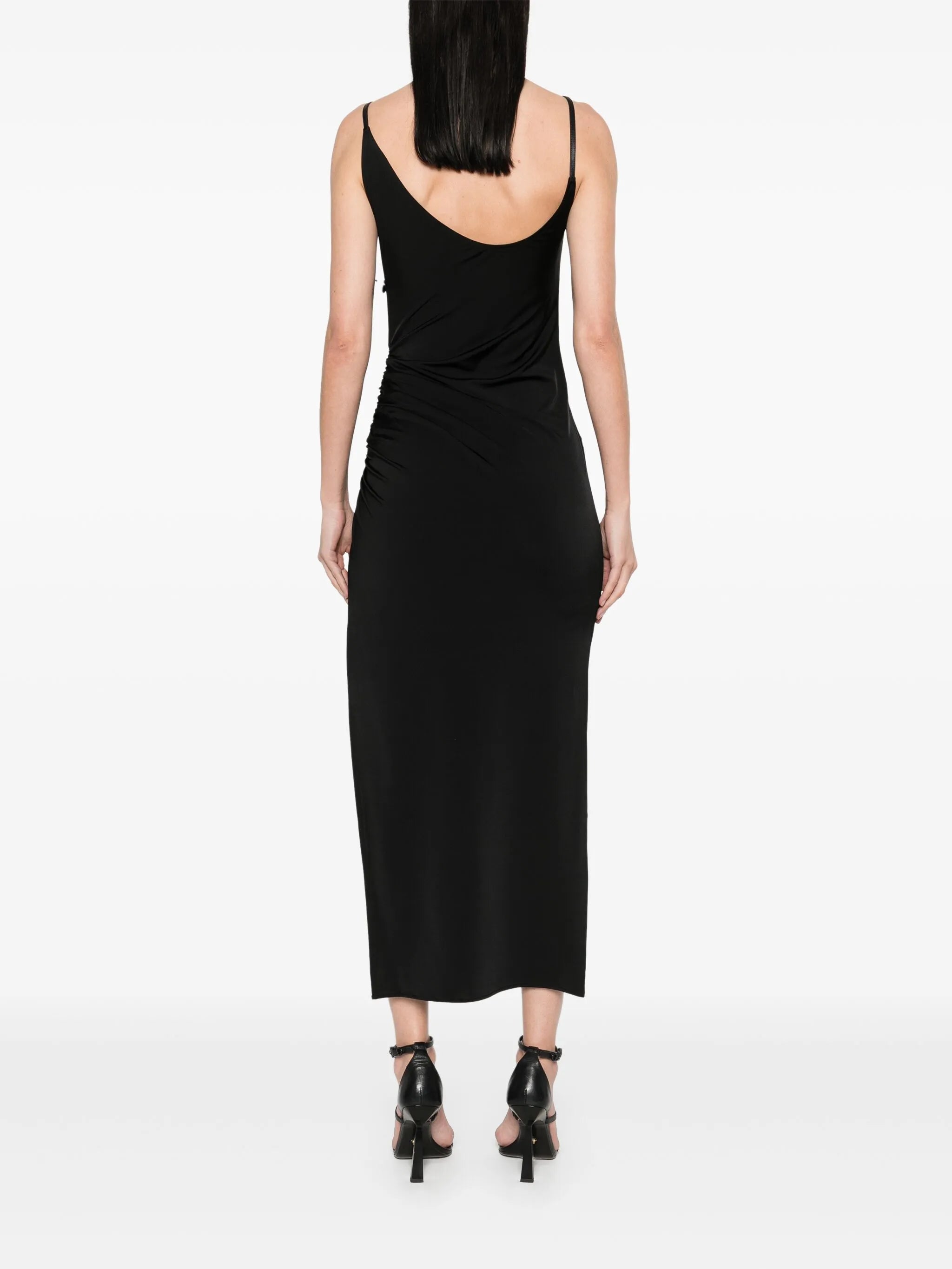 asymetrical buckled maxi dress