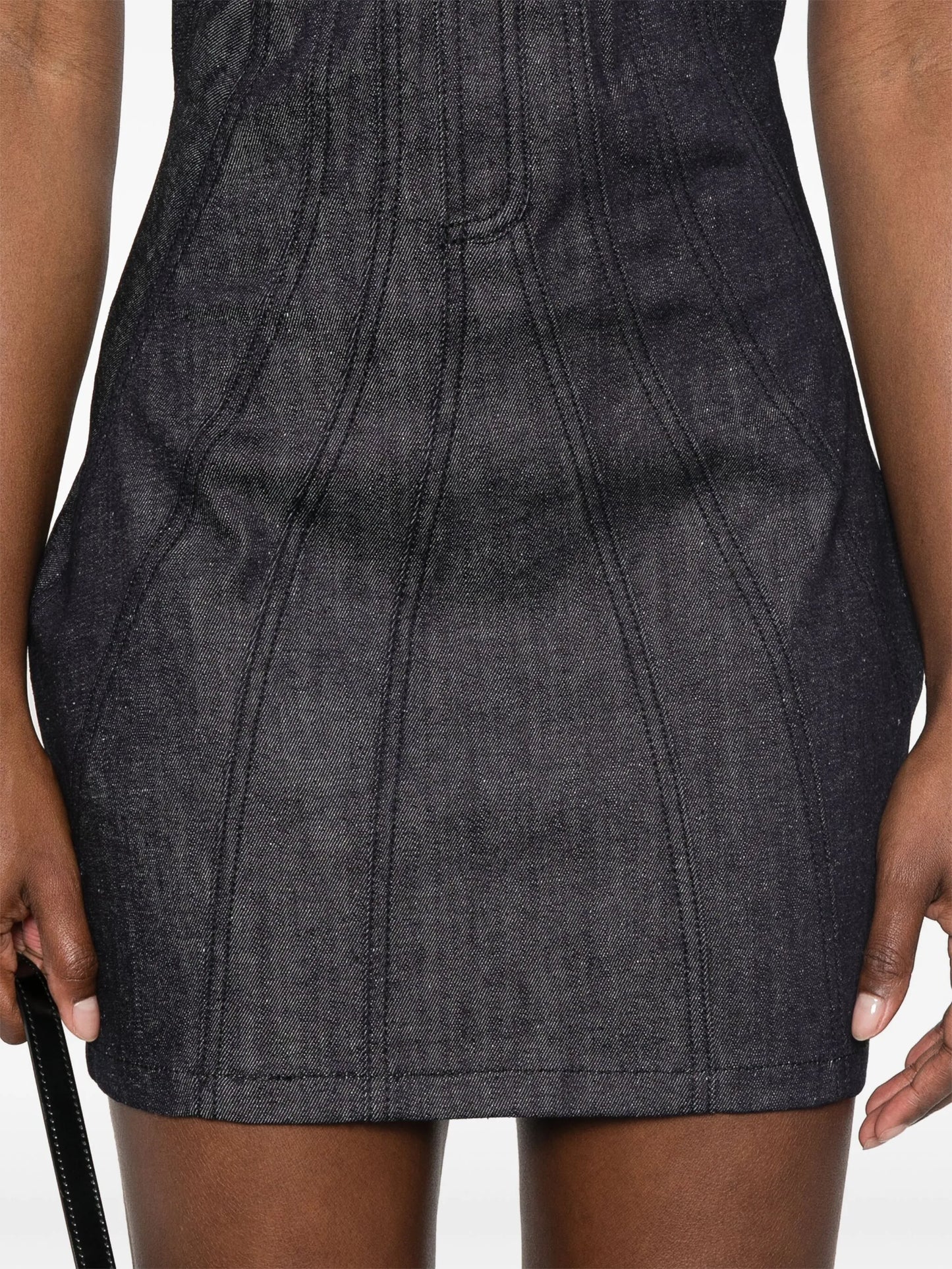 strapless denim mini dress