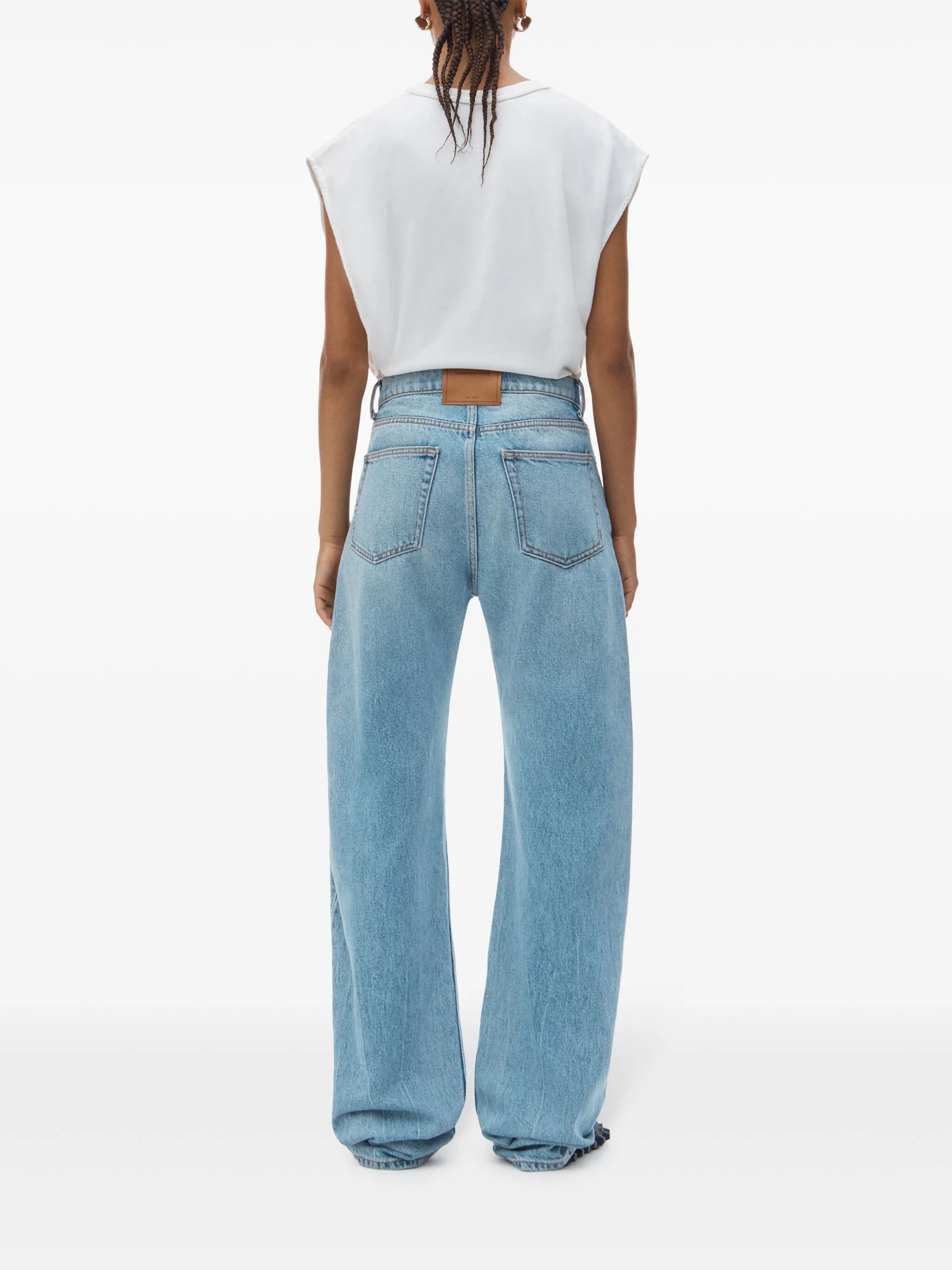 logo-embossed jeans