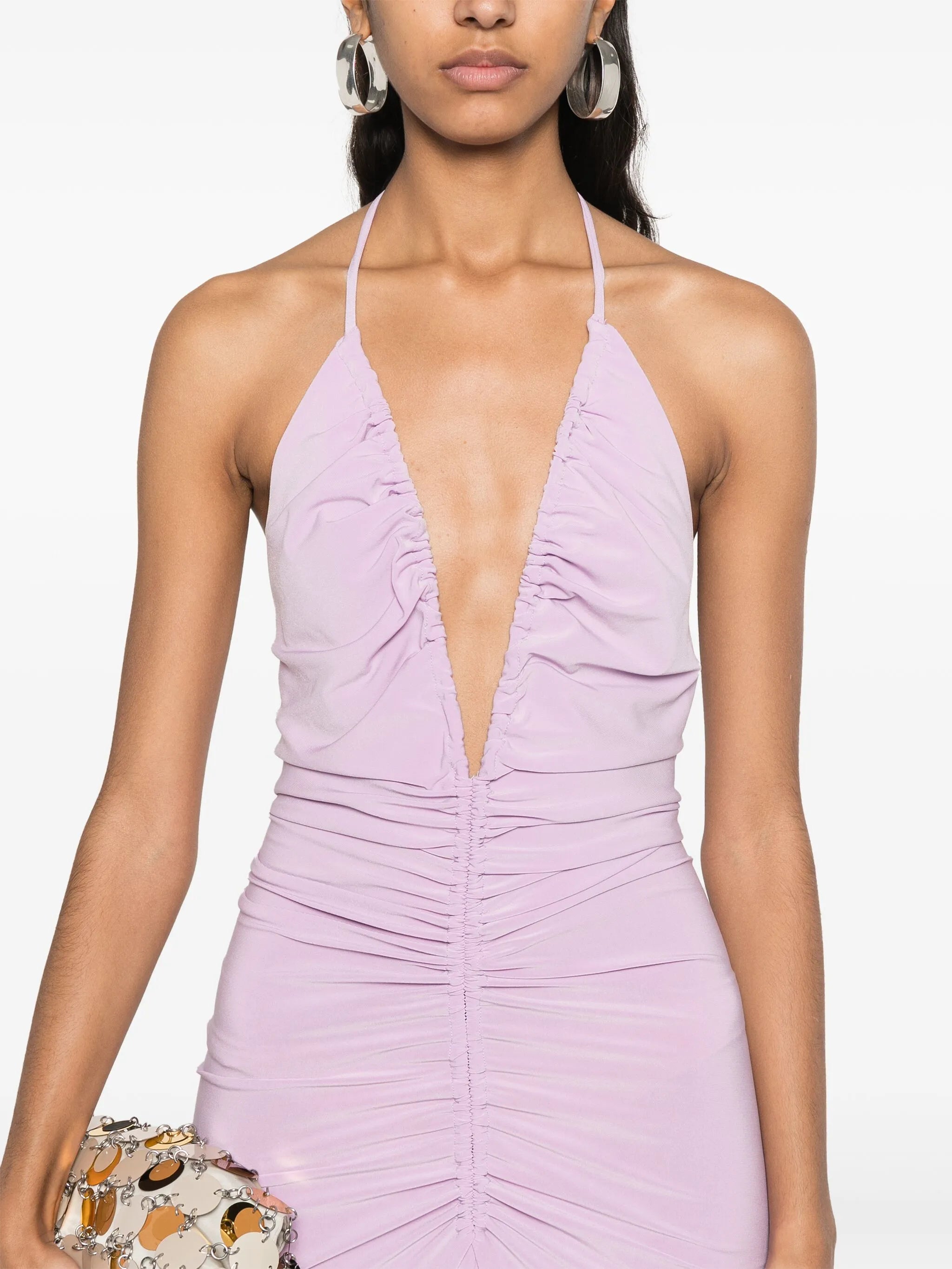 V-neck draped maxi dress