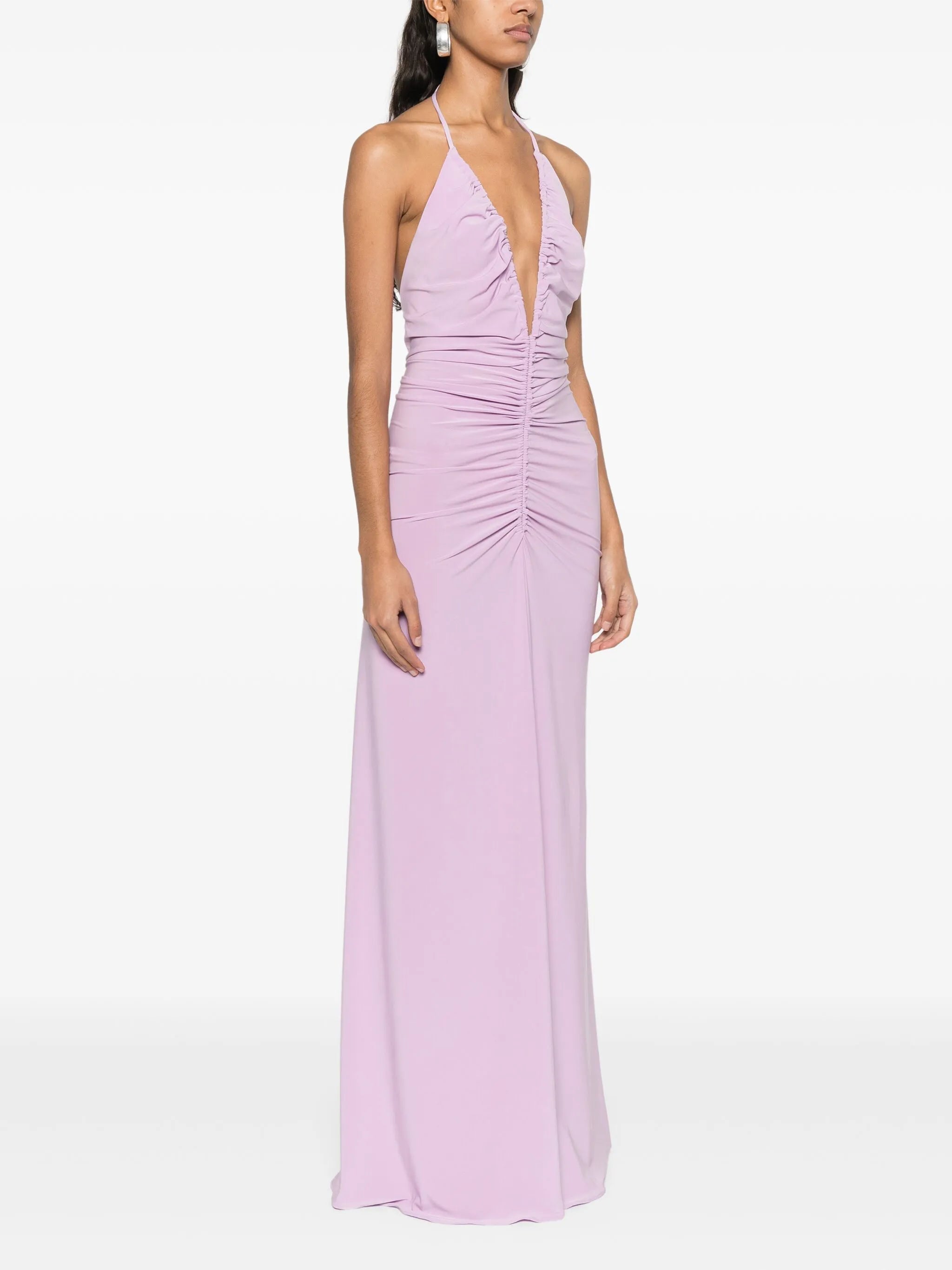 V-neck draped maxi dress