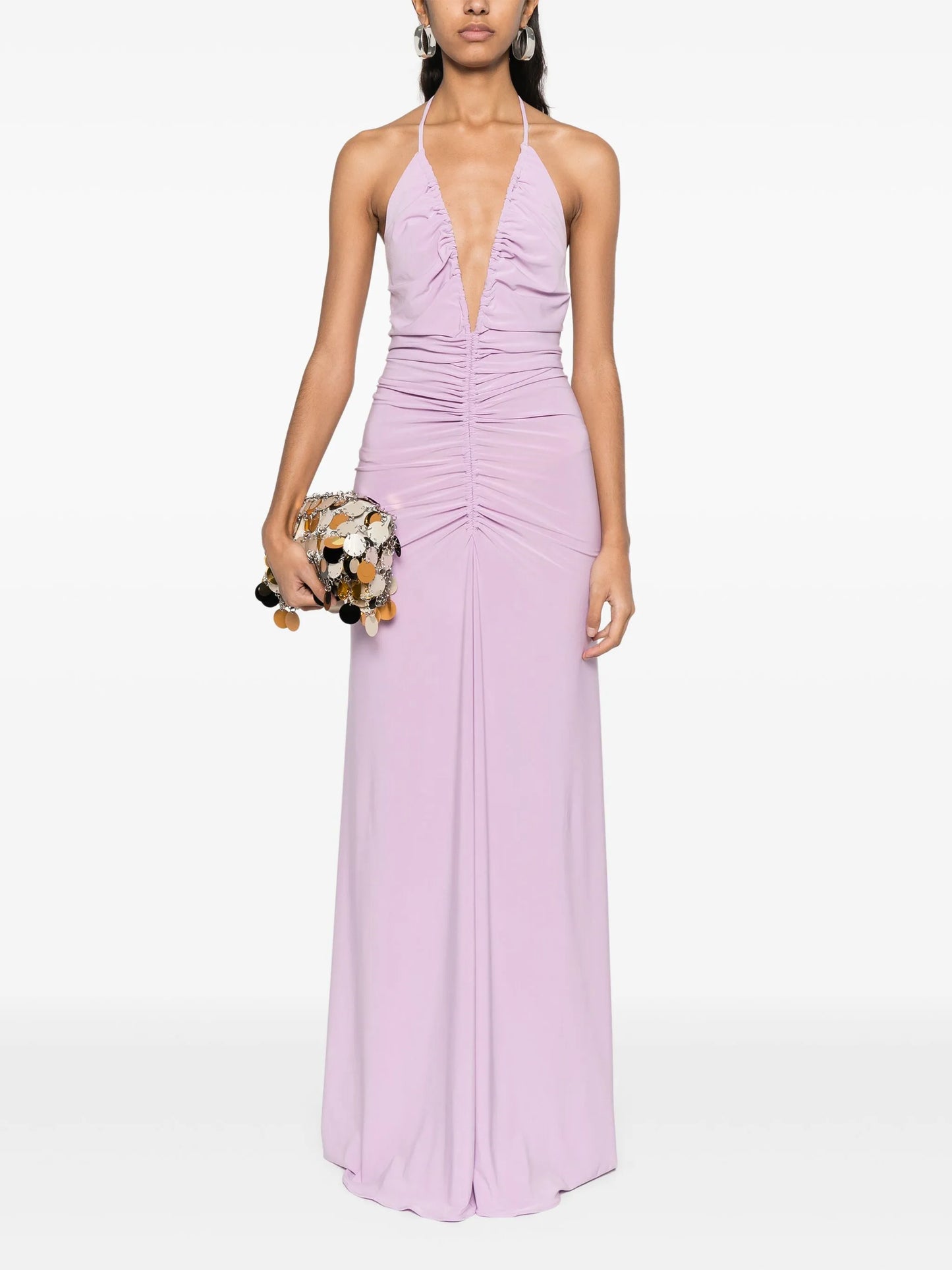 V-neck draped maxi dress