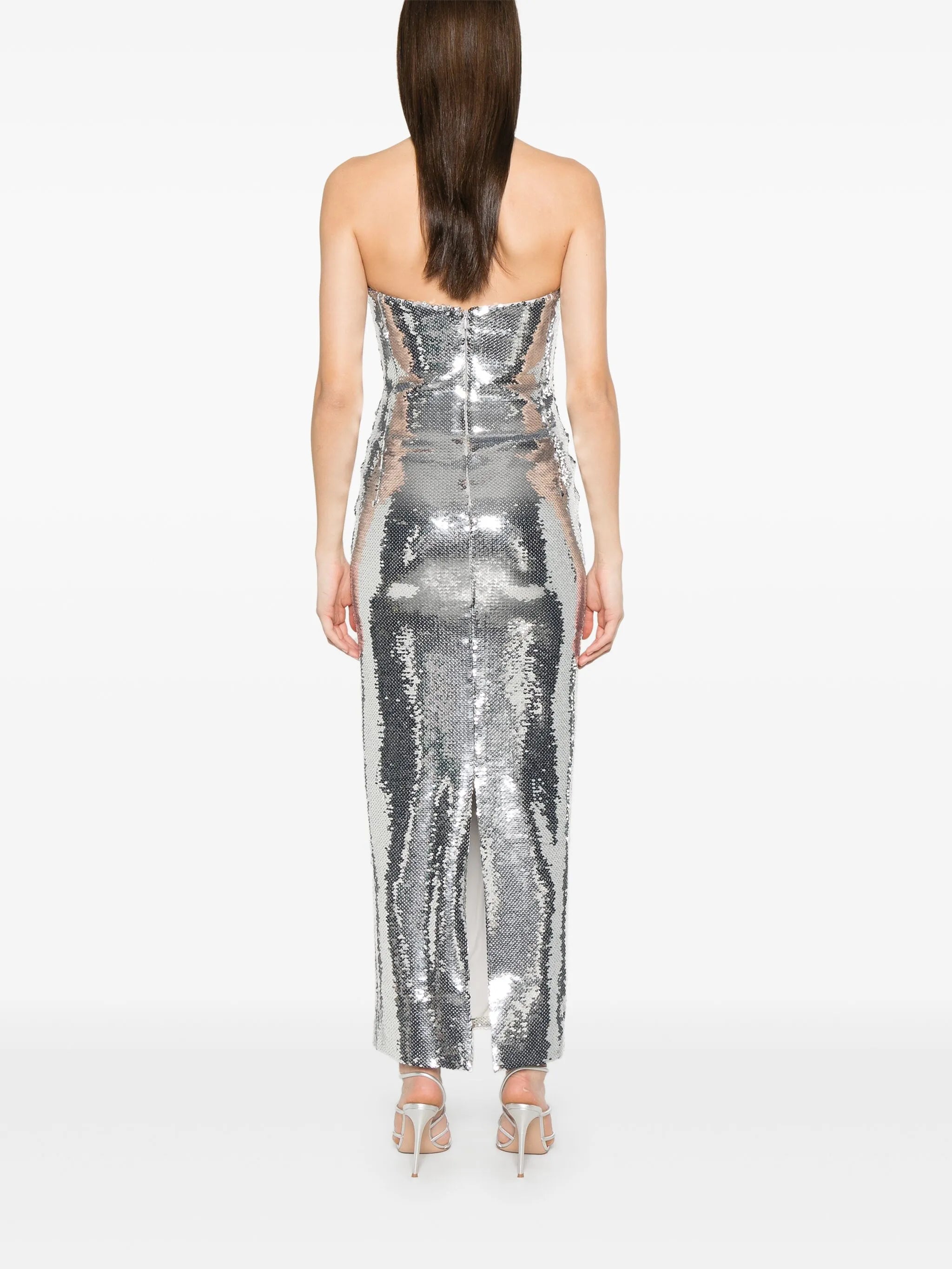 sequinned bustier midi dress