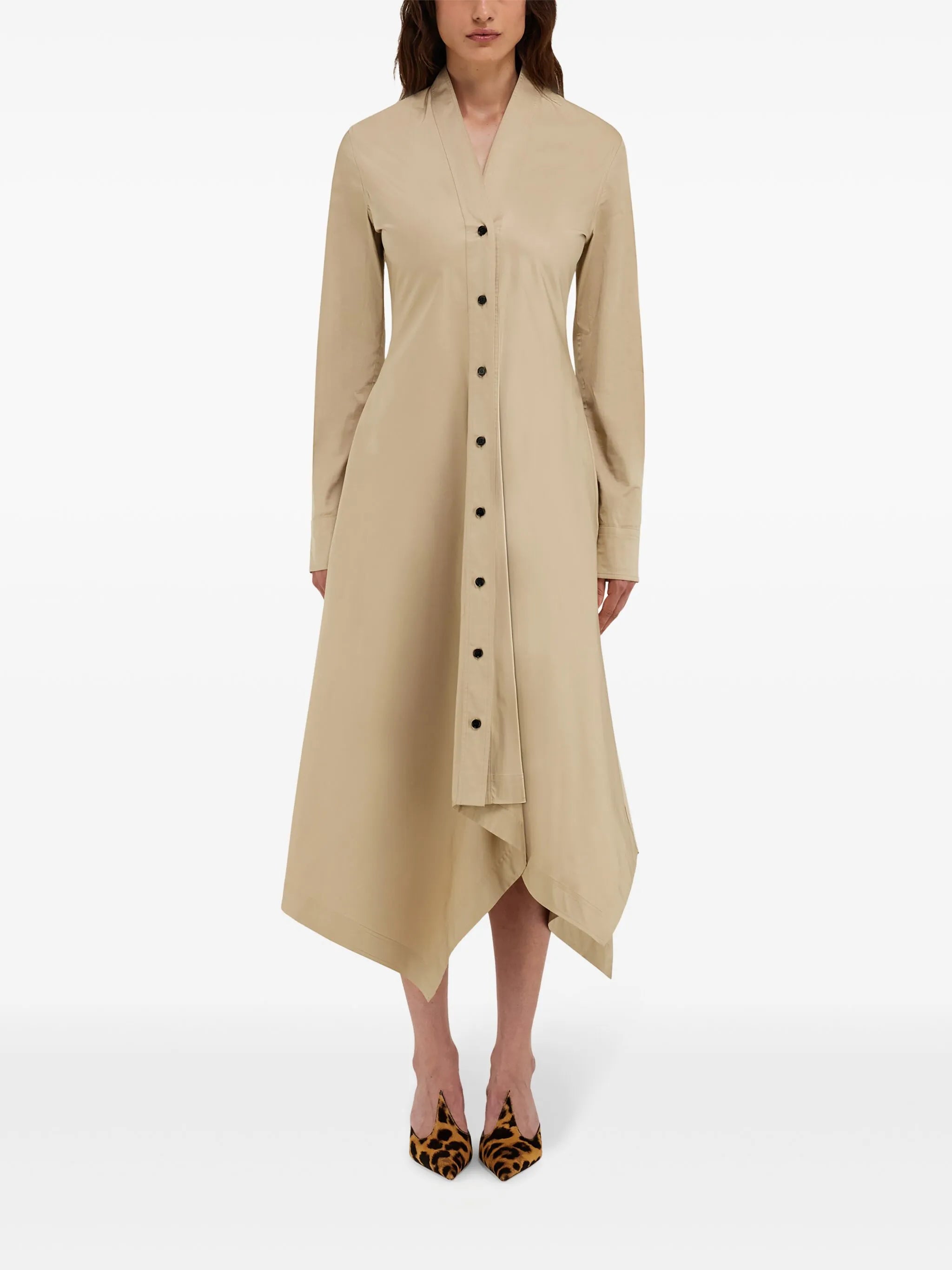 handkerchief-hem shirt dress