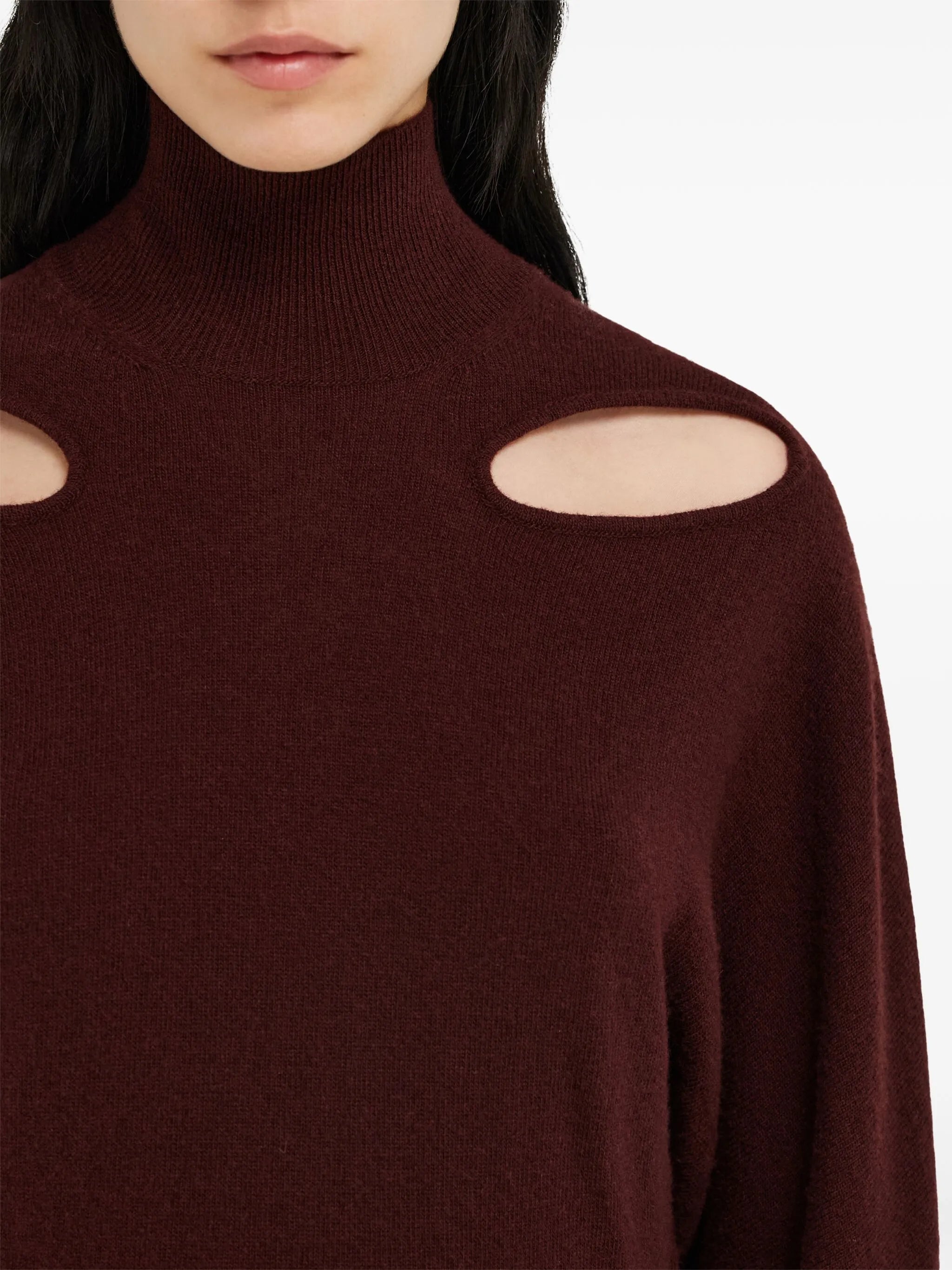mock-neck cut-out jumper