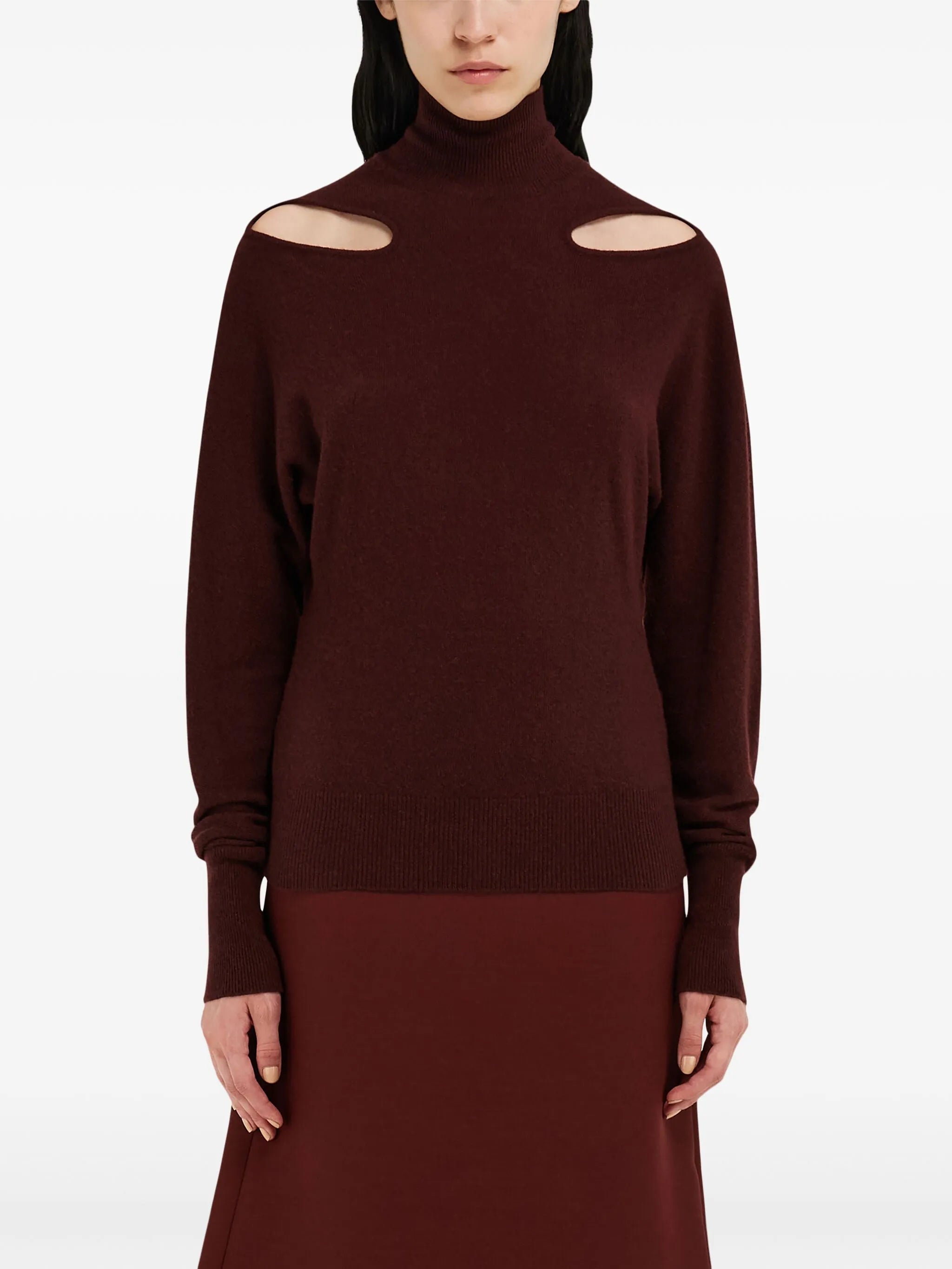 mock-neck cut-out jumper