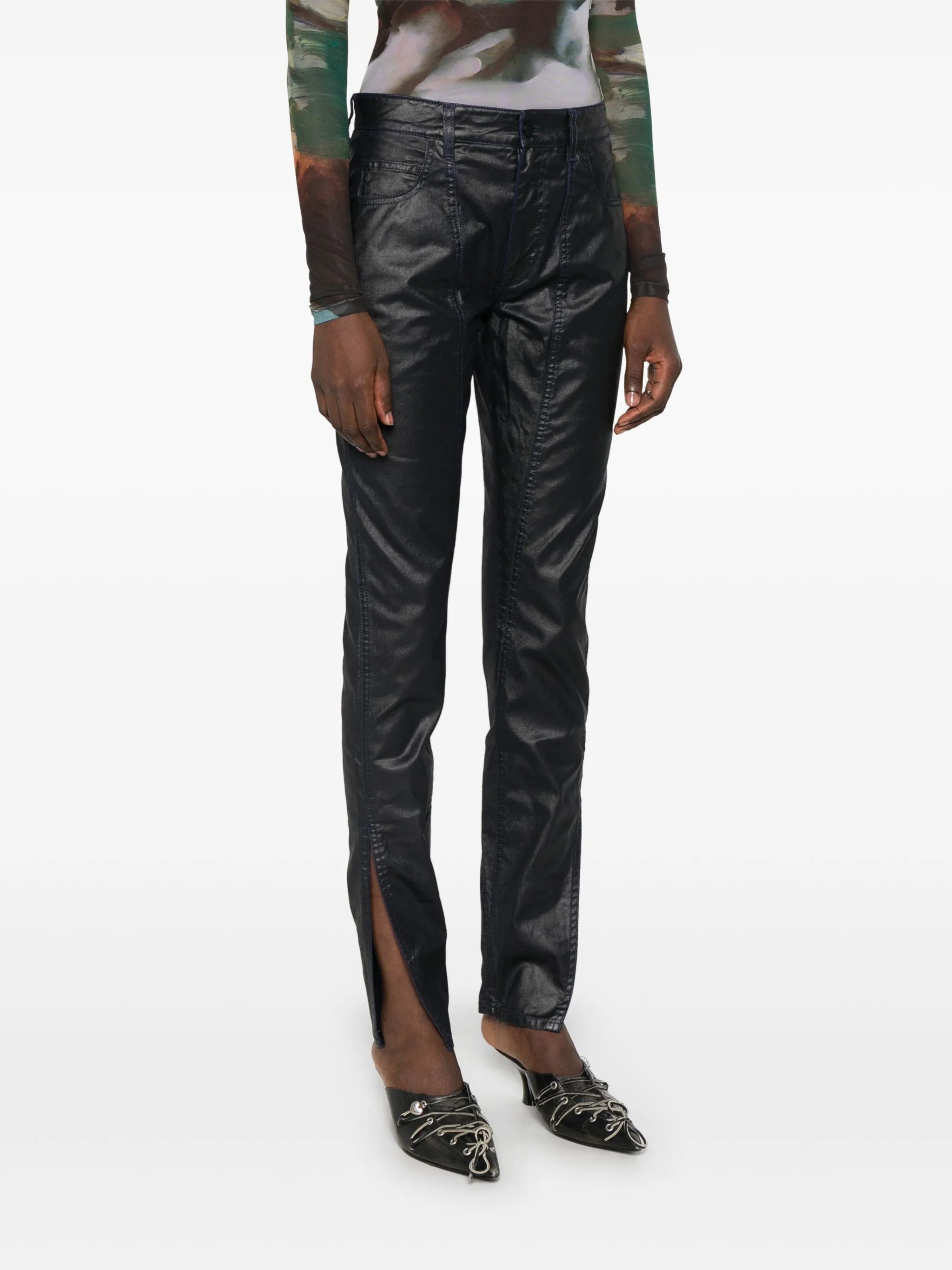 coated-finish trousers