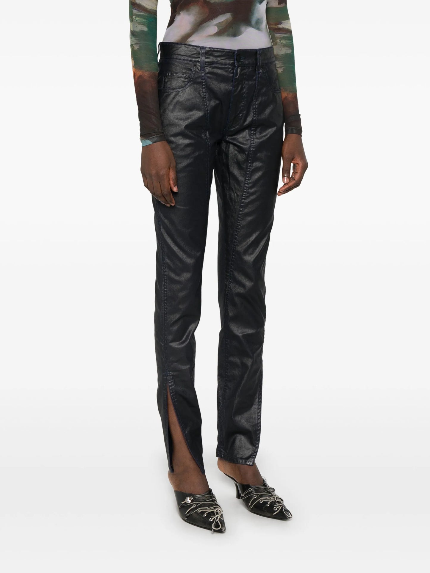 coated-finish trousers