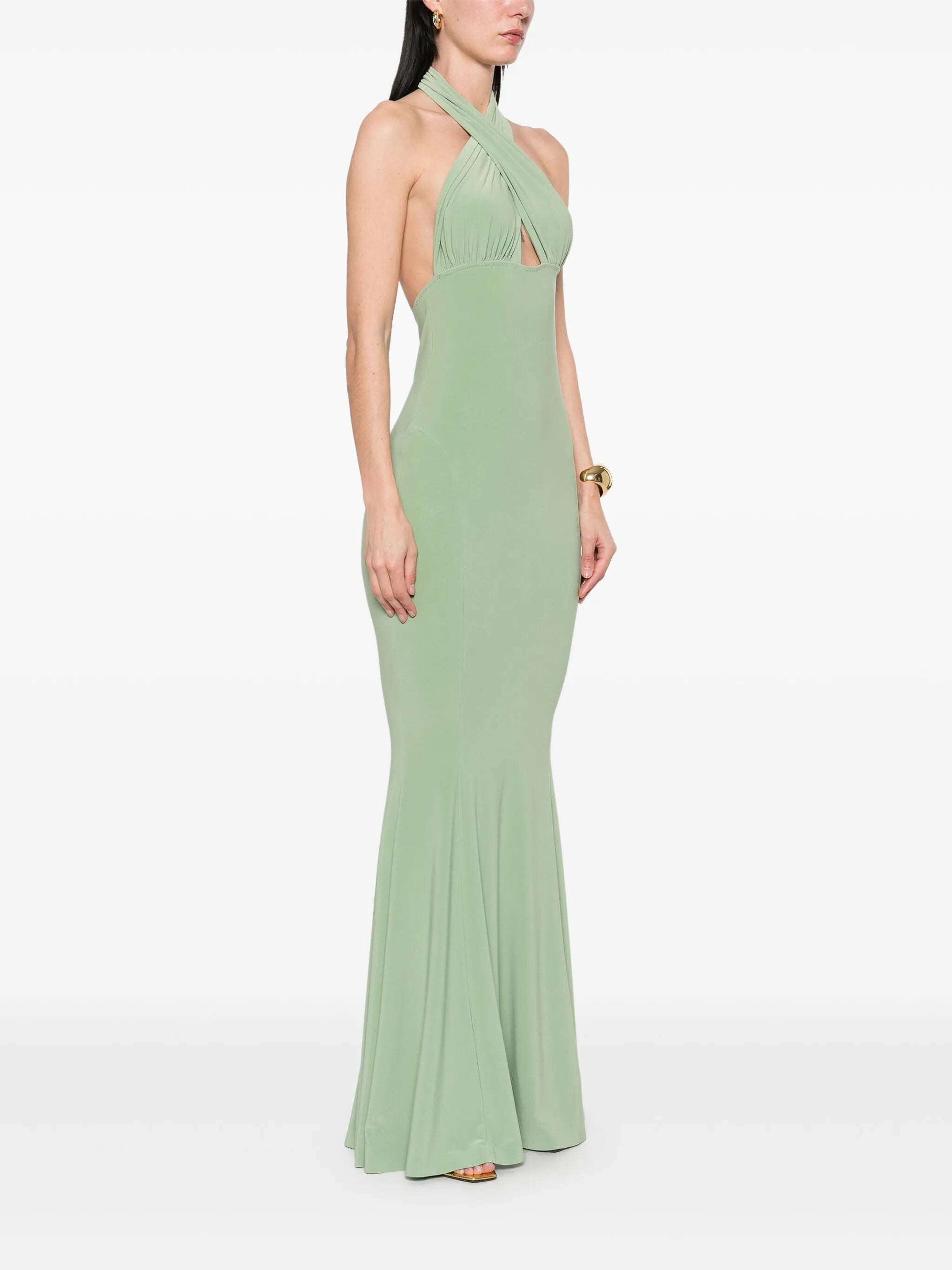 cross-halter fishtail gown