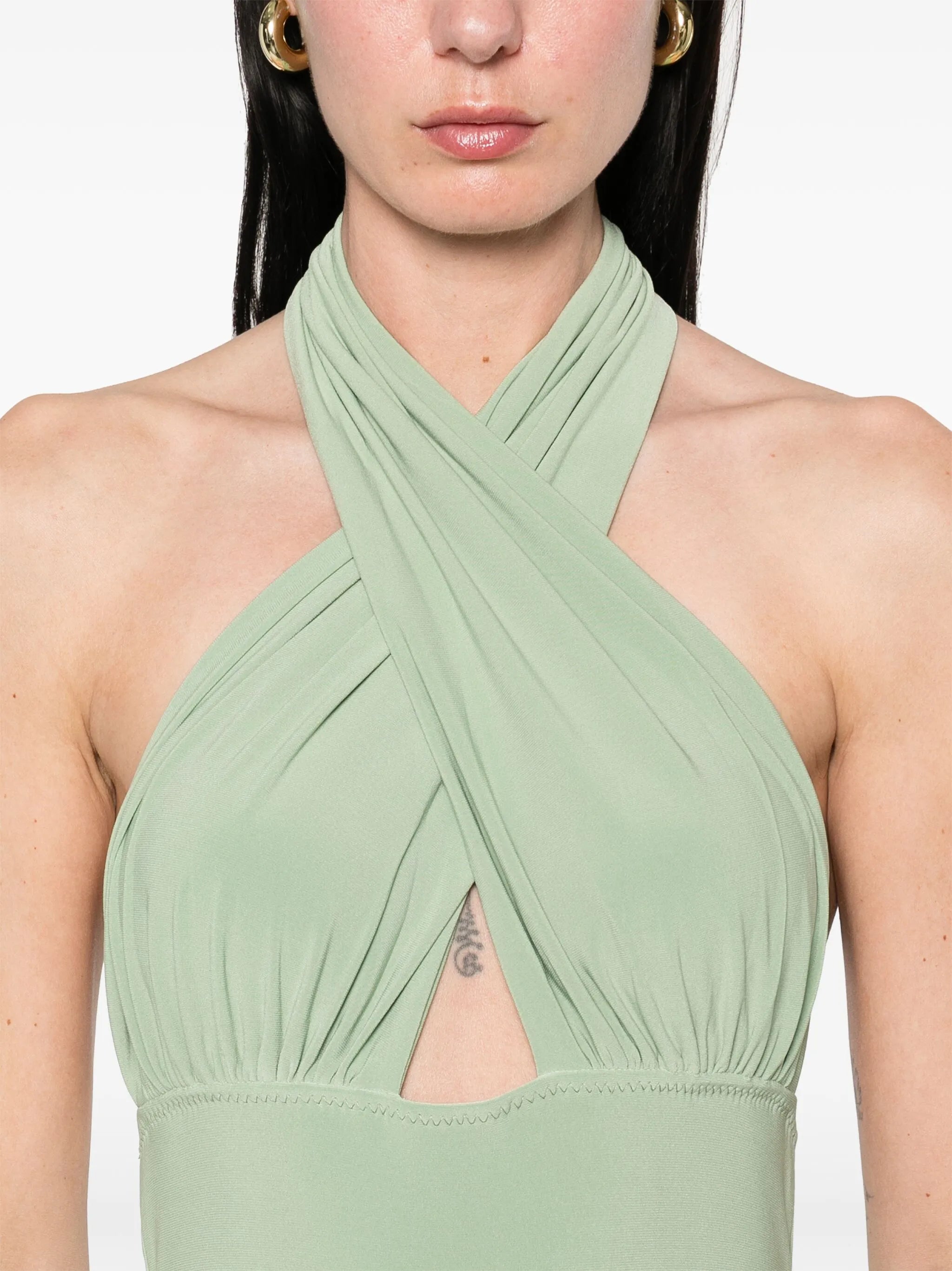 cross-halter fishtail gown