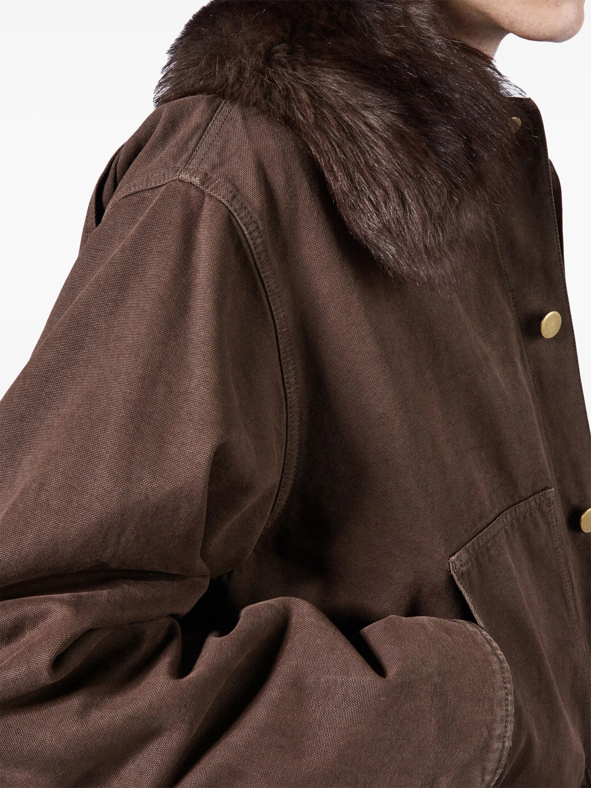 cotton shearling-collar jacket