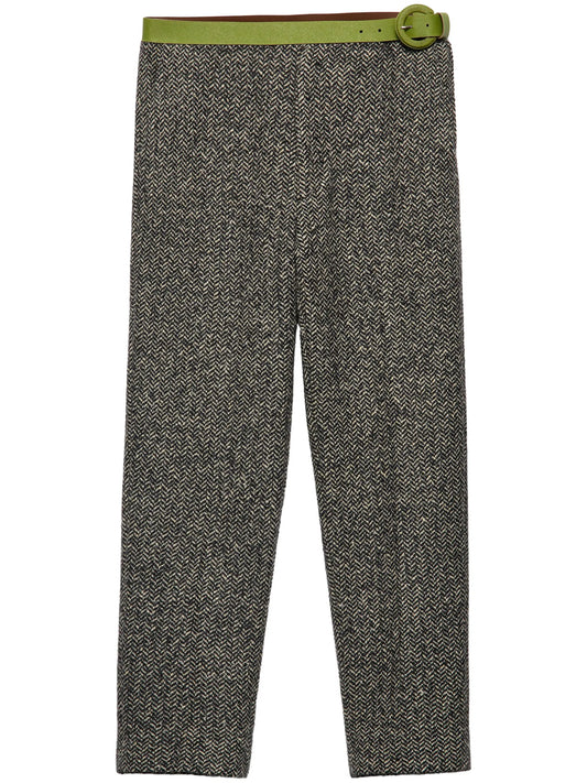 belted slim fit trousers