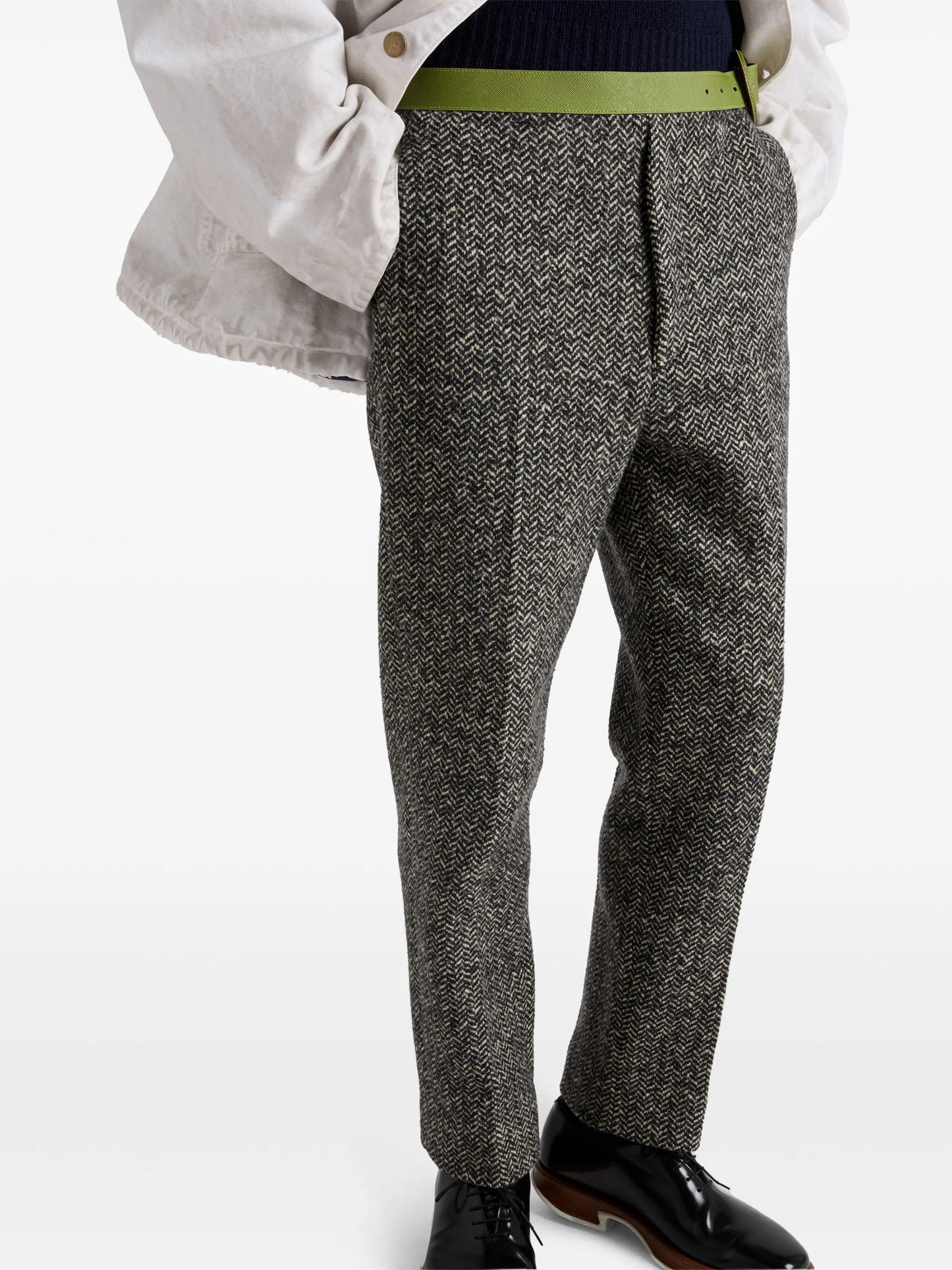 belted slim fit trousers