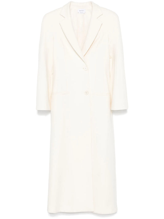 moulded-shoulder double-breasted coat